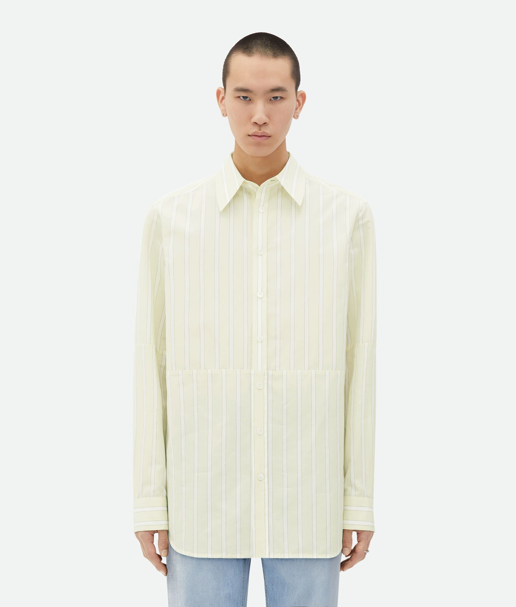 Bottega Veneta o1w1db10525 Cotton Linen Relaxed Striped Shirt Multicolor Size US M / EU 48-50 / 2 - 1 Thumbnail