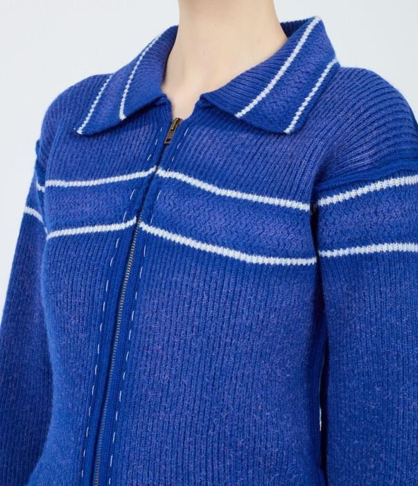 Maison Margiela o1bcso1str0526 Sunbleached Wool Cardigan in Blue Size S / US 4 / IT 40 - 6 Thumbnail