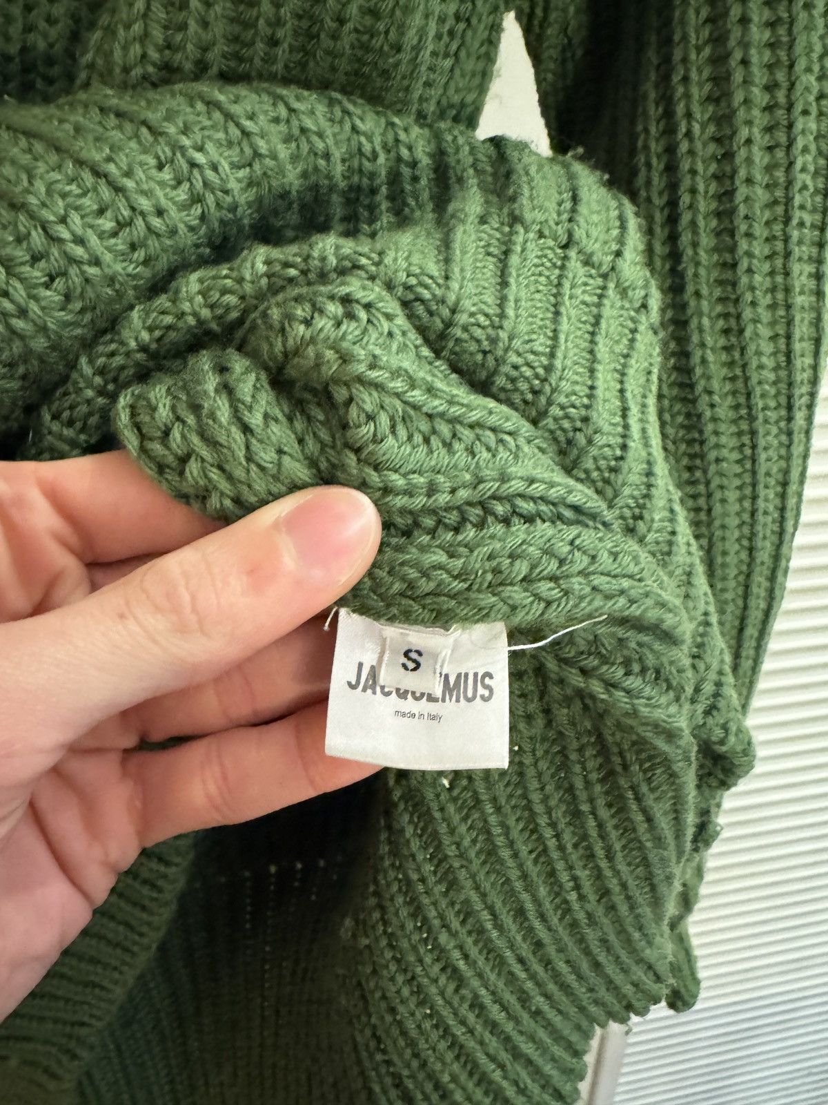 Jacquemus Jacquemus 100% Wool Green Knit Sweater with Arm Detailing Size US S / EU 44-46 / 1 - 6 Thumbnail