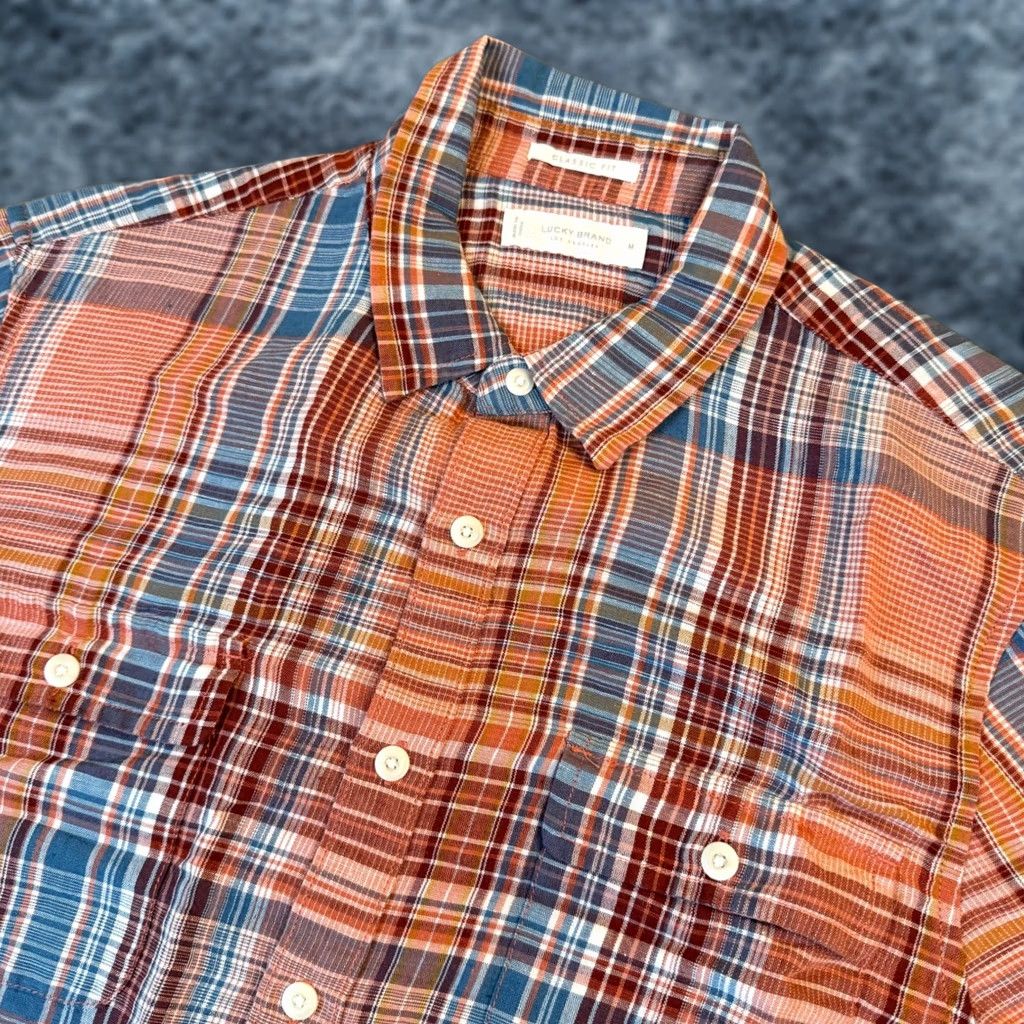 Lucky Brand Lucky Brand Shirt Mens Medium Orange Blue Plaid Linen Blend NWT Button-Up Classic Fit Casual Summer Multicolor Pocketed Mens Size US M / EU 48-50 / 2 - 1 Thumbnail