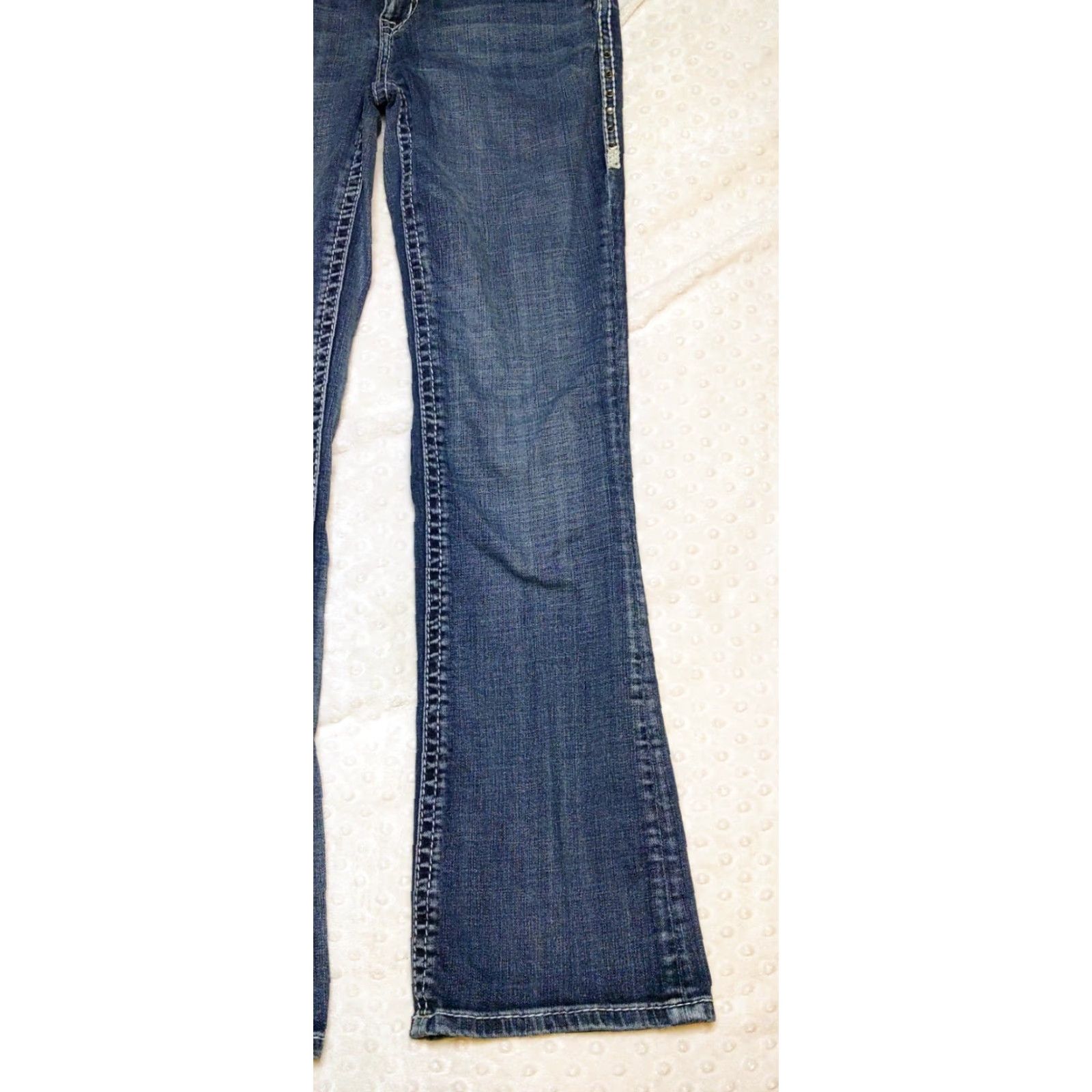 Denime Rock & Roll Cowgirl Denim Jeans Women 28x30 Mid Rise Bootcut Stretch Rhinestone Size 28" / US 6 / IT 42 - 2 Thumbnail