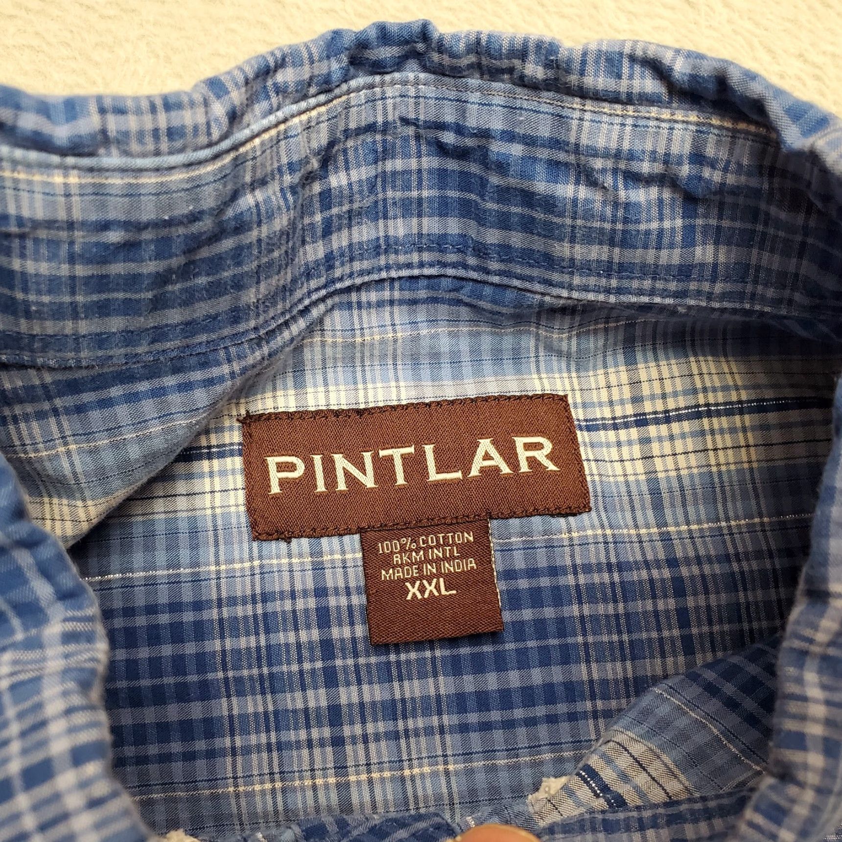Vintage Pintlar Shirt Mens 2XL BLUE Plaid Button-Down Long Sleeve Western Casual Cowboys Shirt Mens Blue Plaid Button-Up Long Sleeve Size US XXL / EU 58 / 5 - 4 Thumbnail