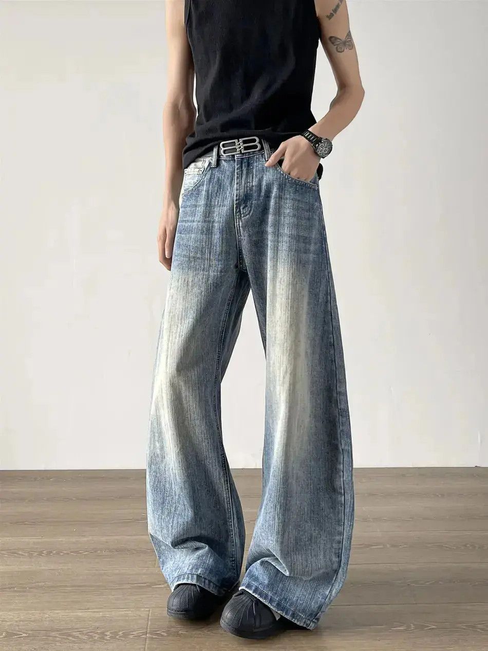 Japanese Brand Retro loose straight leg micro flared jeans Size US 32 / EU 48 - 2 Thumbnail
