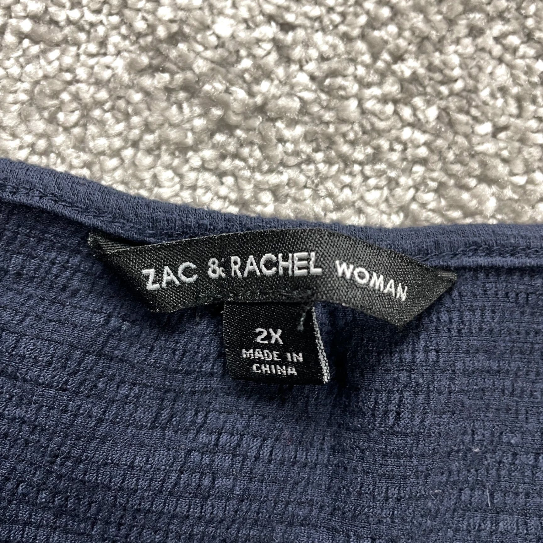 Vintage Zac & Rachel Blouse Womens 2XL Navy Blue V-Neck Ruffle Sleeve Stretch Casual Top Size XXL / US 16-18 / IT 52-54 - 4 Thumbnail