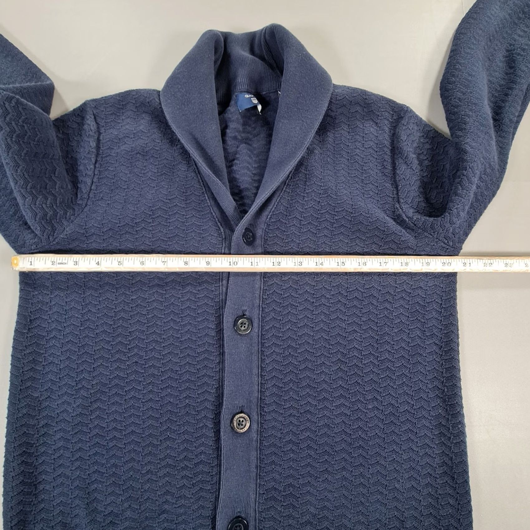 Gant GANT Cardigan Mens Shawl Neck Navy Blue M Cotton Knit Jumper Regular Vintage No Pattern Size US M / EU 48-50 / 2 - 6 Thumbnail