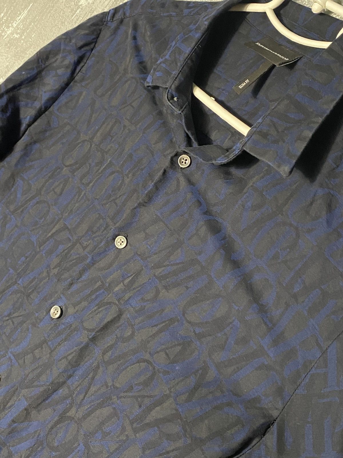 Emporio Armani Emporio Armani Shirt Button Up Monogram Black Blue Size L Size US L / EU 52-54 / 3 - 2 Thumbnail