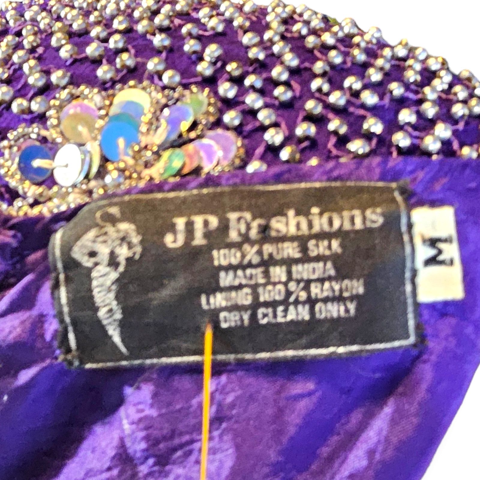 Other VTG JP Fashion Hand Beaded Silk Sheath Dress Sz. M Purple Size M / US 6-8 / IT 42-44 - 10 Thumbnail