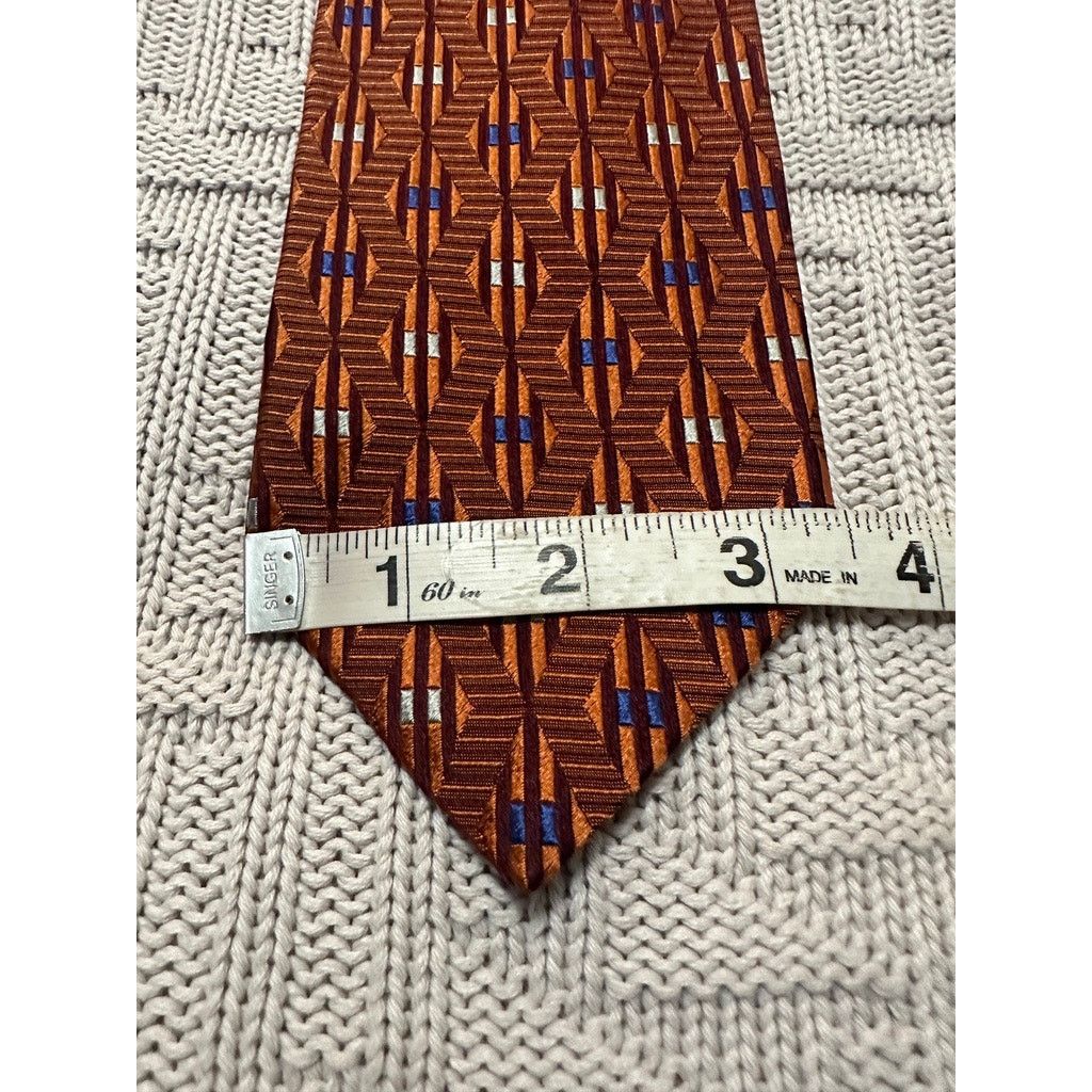 Altea Altea dark orange patterned Italian silk tie Size ONE SIZE - 5 Thumbnail