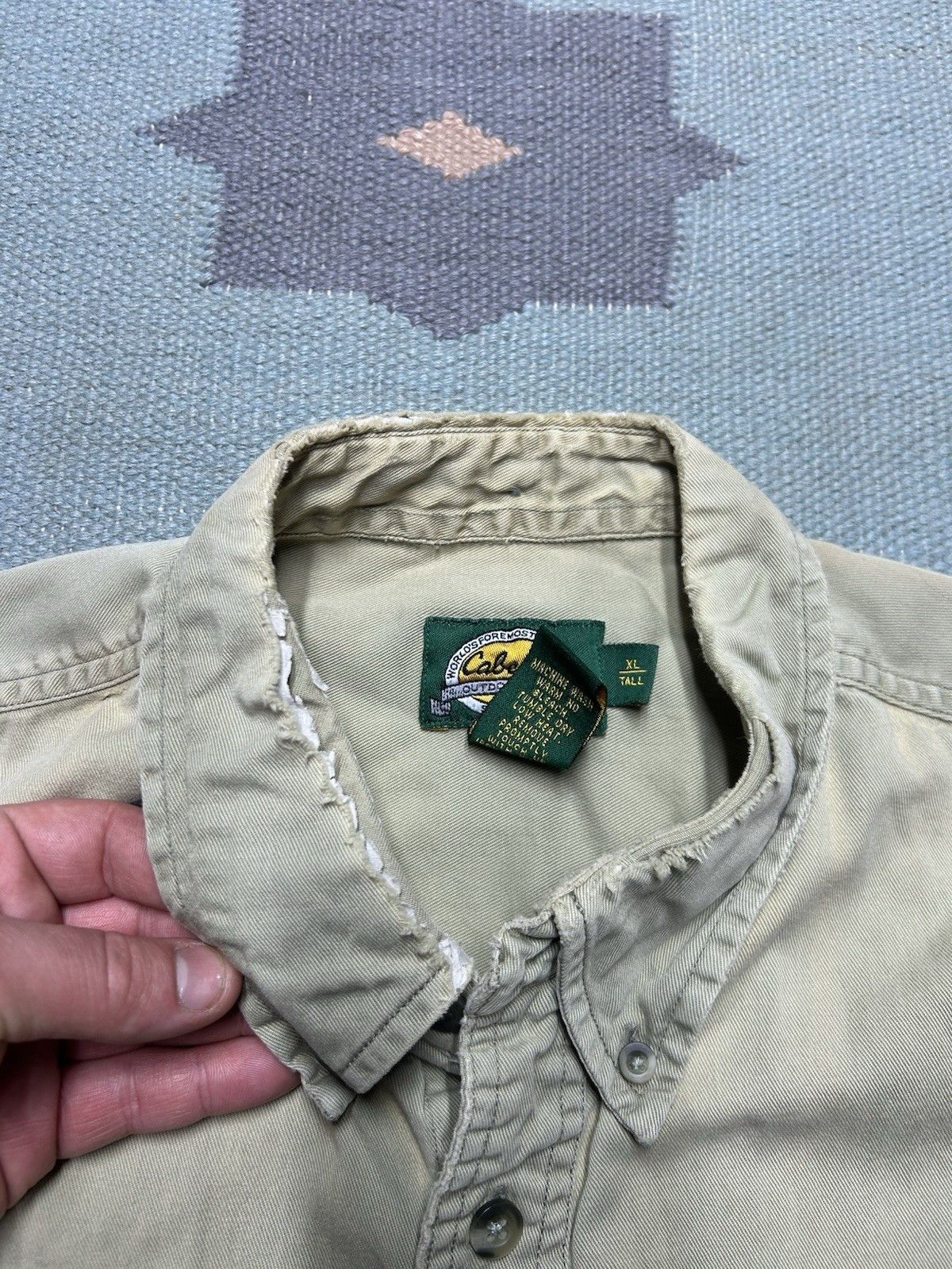 Vintage Vintage Cabelas button shirt paint distressed khaki XL tall Size US XL / EU 56 / 4 - 10 Thumbnail