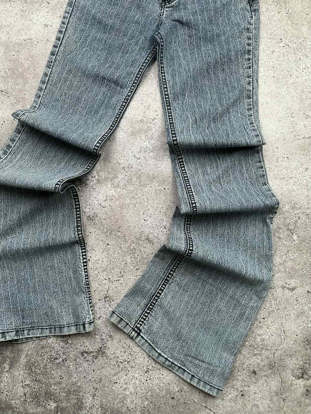 Japanese Brand Vintage Striped Flare Jeans C192(V258) Size 25" / US 0 / IT 36 - 4 Thumbnail