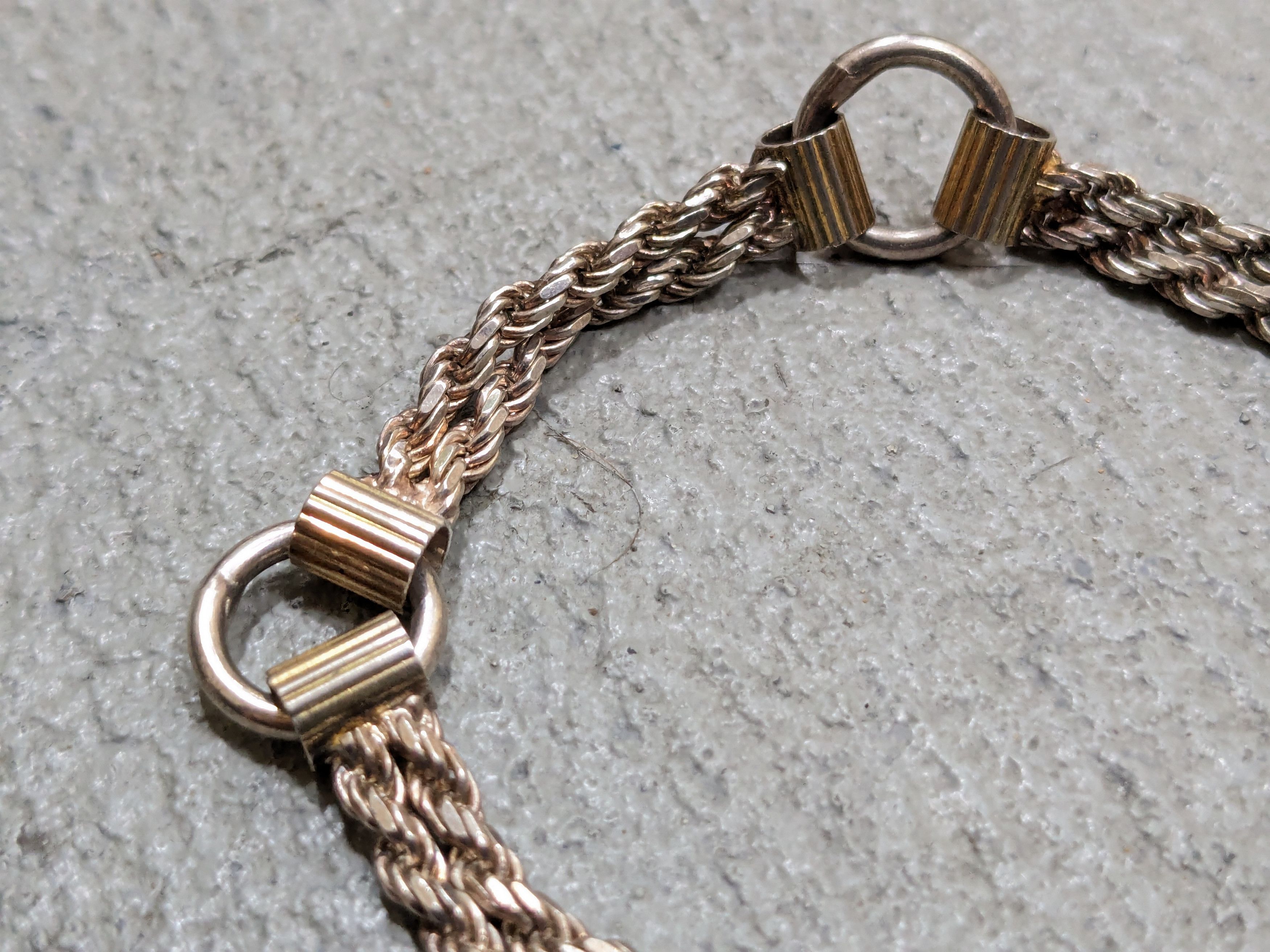 Jewelry Vintage Sterling Silver Bracelet 7.25 Rope Twist Round Chain Size ONE SIZE - 4 Thumbnail