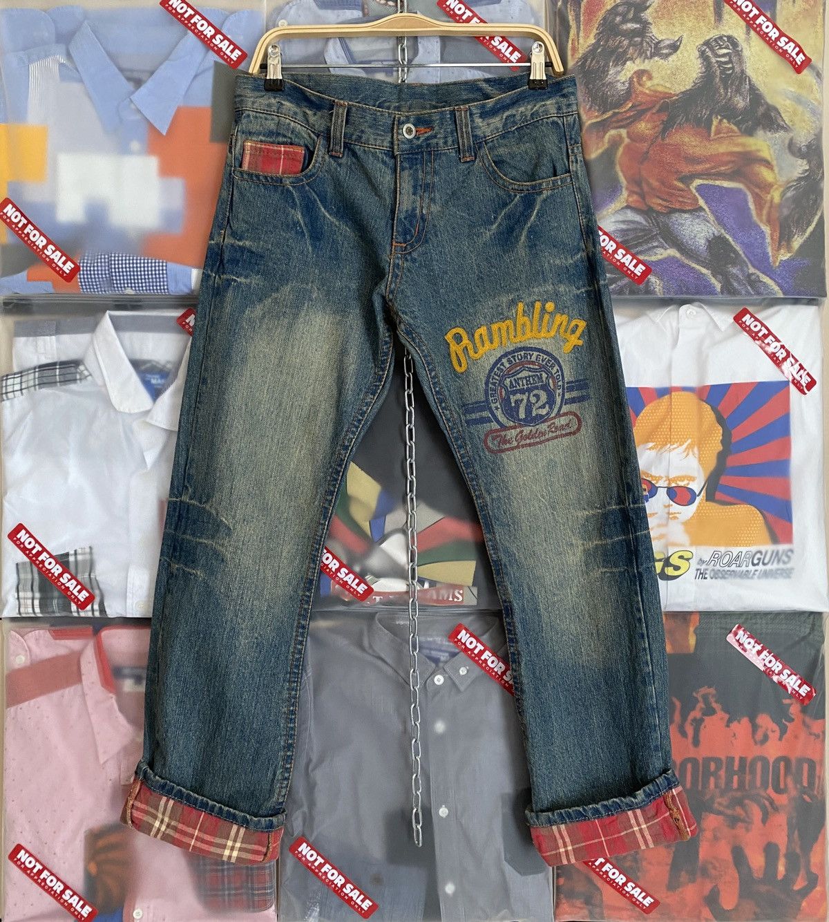 Hysteric Glamour Playchess Jeans Painted Jeans Rework Size US 33 - 1 Thumbnail