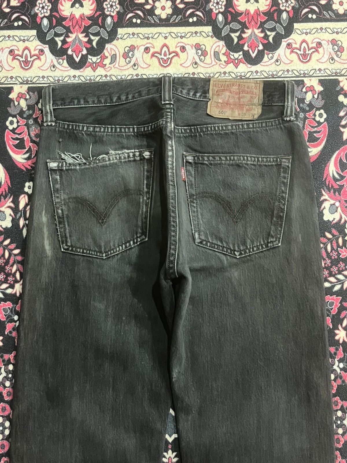 Levi's Vintage Y2K Levi’s 501 Black Faded Washed Frayed Leg Jeans Size US 29 - 10 Thumbnail