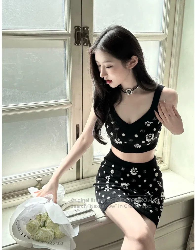 Chanel Chanel 23P embroidered clover black cashmere suspenders Size XXS / US 00 / IT 34 - 8 Thumbnail