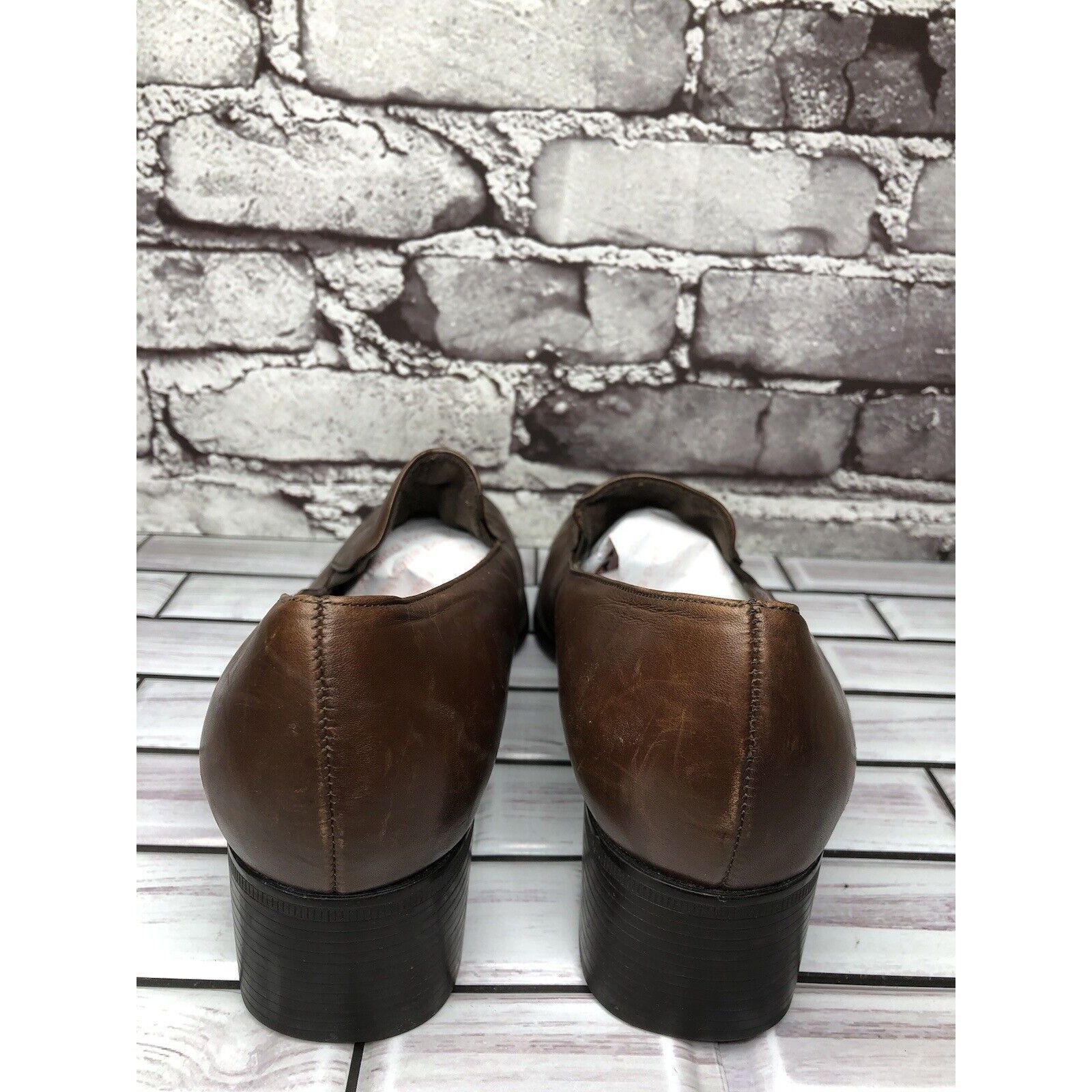Other Munro American Brown Leather Slip On Square Toe Heel Loafers Size US 10 / IT 40 - 4 Thumbnail