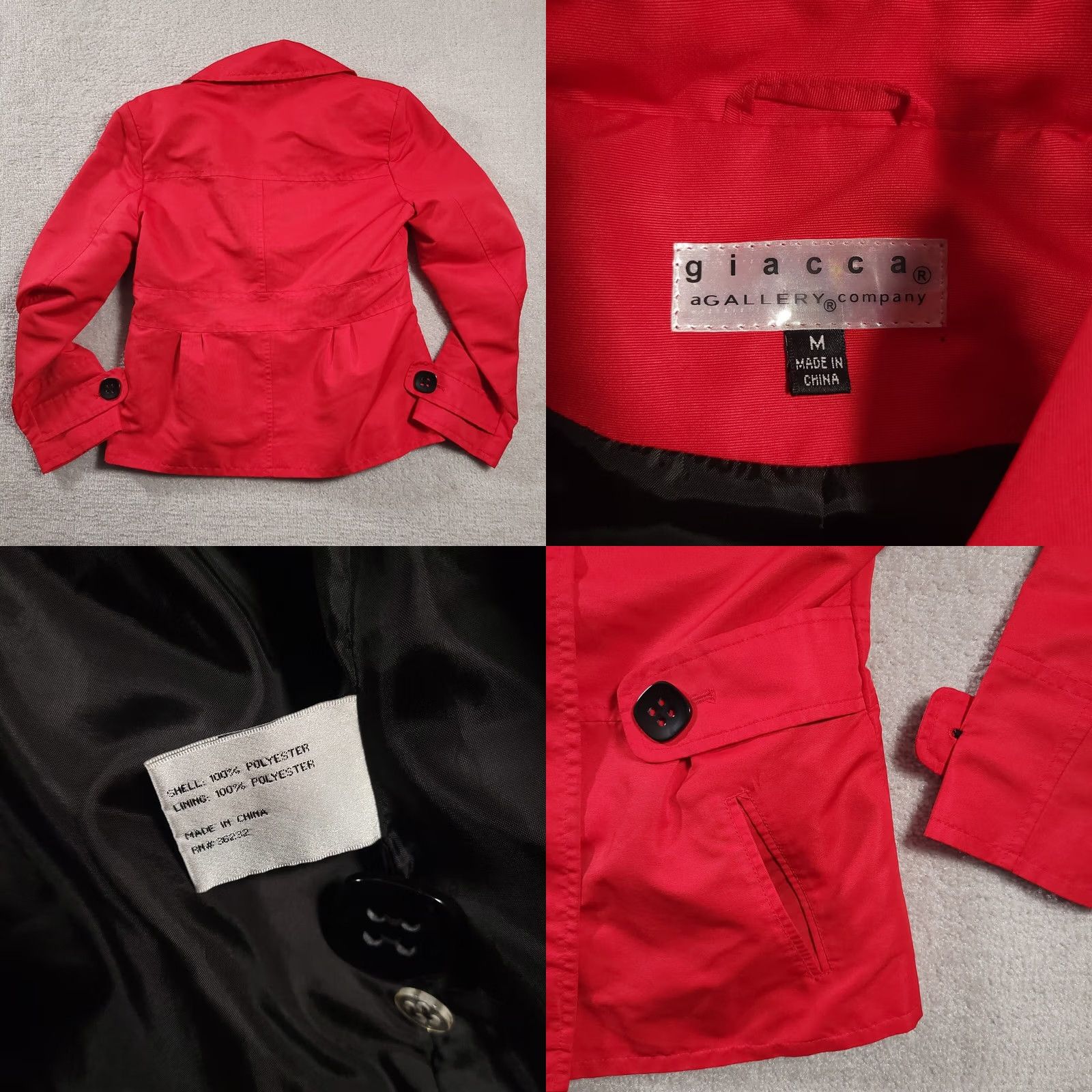 Vintage Giacca Gallery Company Coat Women's M Red Collared Lined Padded Shoulders Jacket Size M / US 6-8 / IT 42-44 - 8 Thumbnail