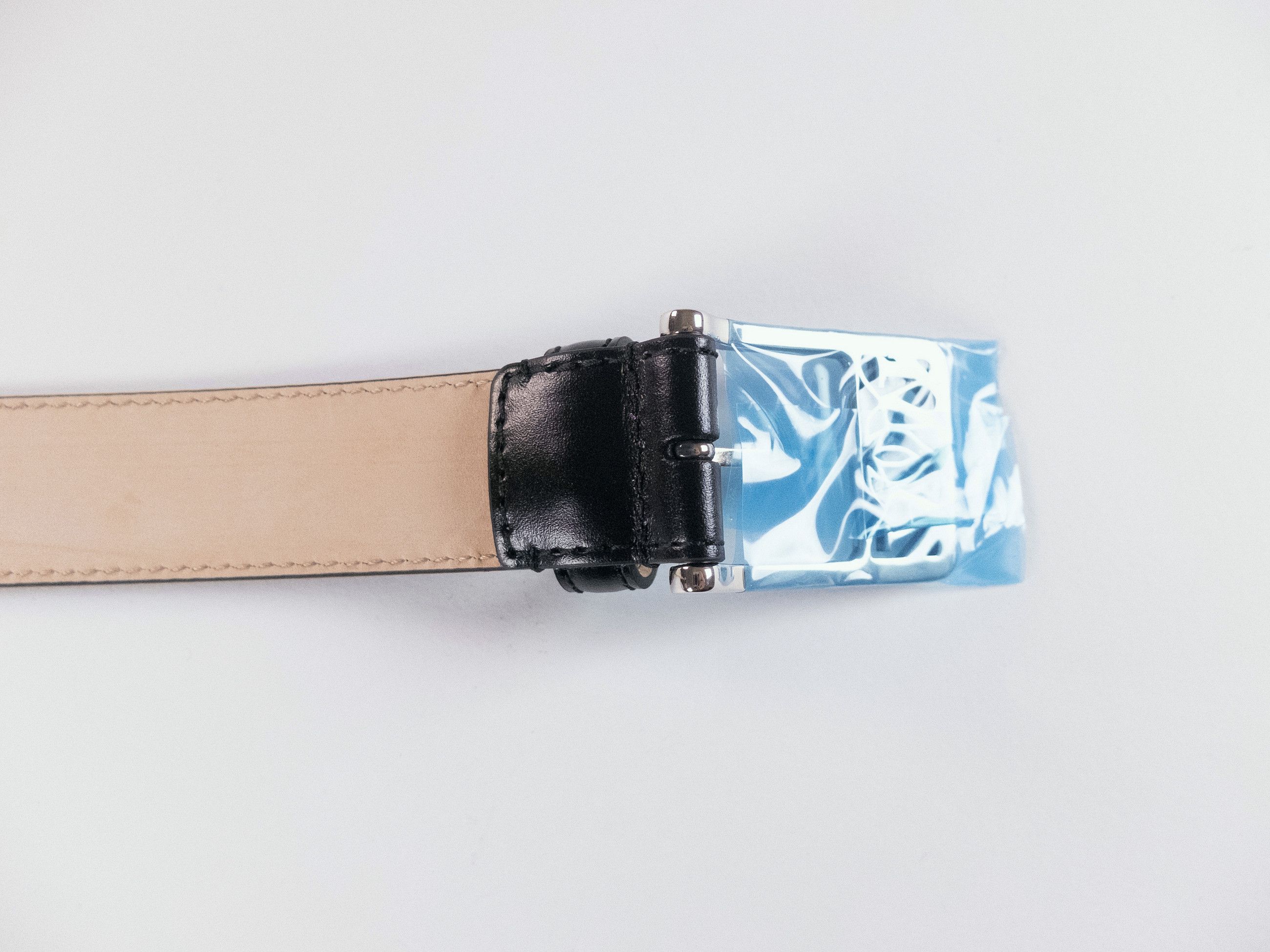 Alexander McQueen ALEXANDER MCQUEEN Seal black logo buckle leather belt 100 q Size 38 - 8 Thumbnail