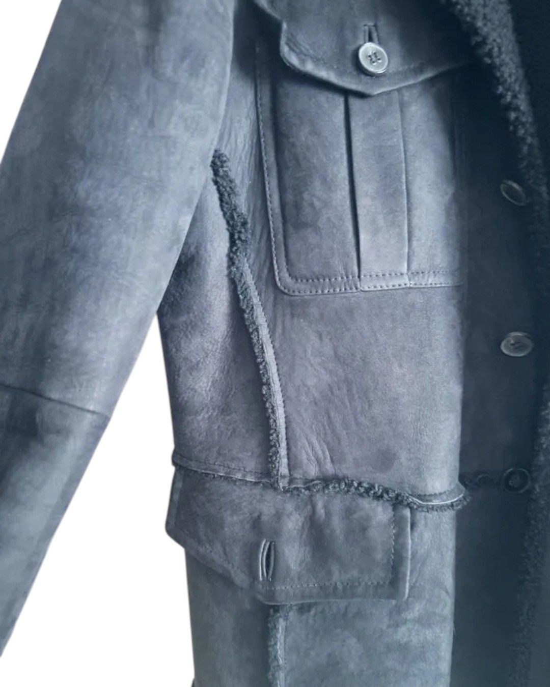 Yves Saint Laurent YSL BY TOM FORD SHEARLING SUEDE LEATHER COAT Size US L / EU 52-54 / 3 - 3 Thumbnail