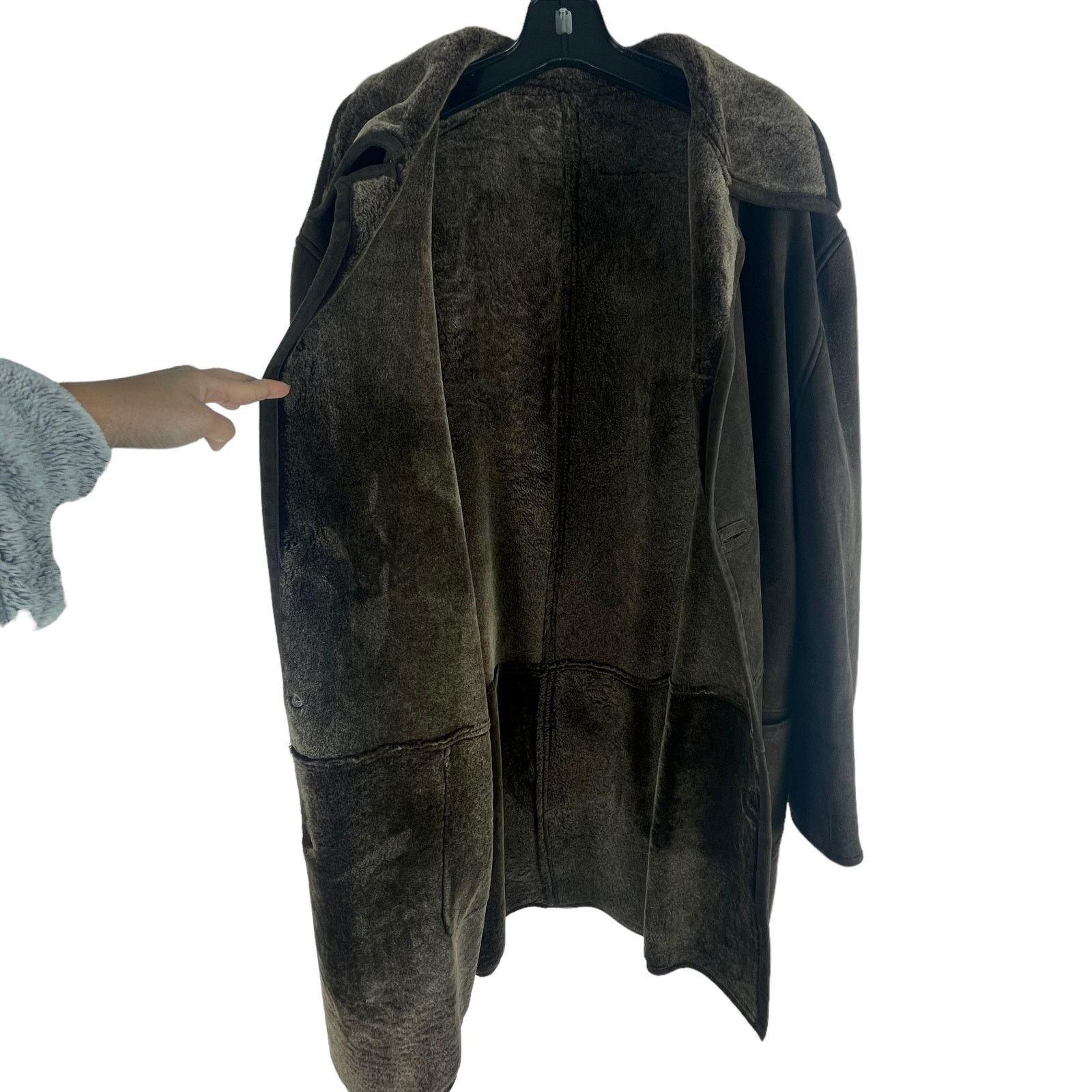Other Men's Genuine Suede Shearling Long Coat Jacket Brown 3X Size US XXL / EU 58 / 5 - 4 Thumbnail