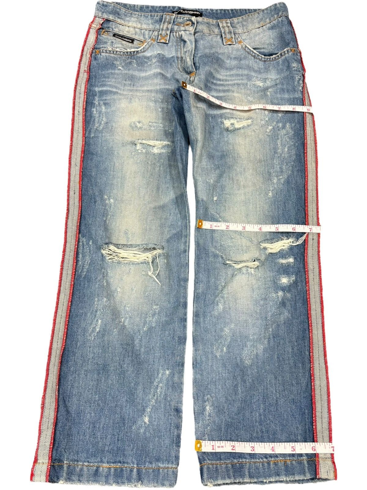 Dolce & Gabbana Vintage Italy Dolce Gabbana Faded Wash Distress Capri Jeans Size 29" - 12 Thumbnail