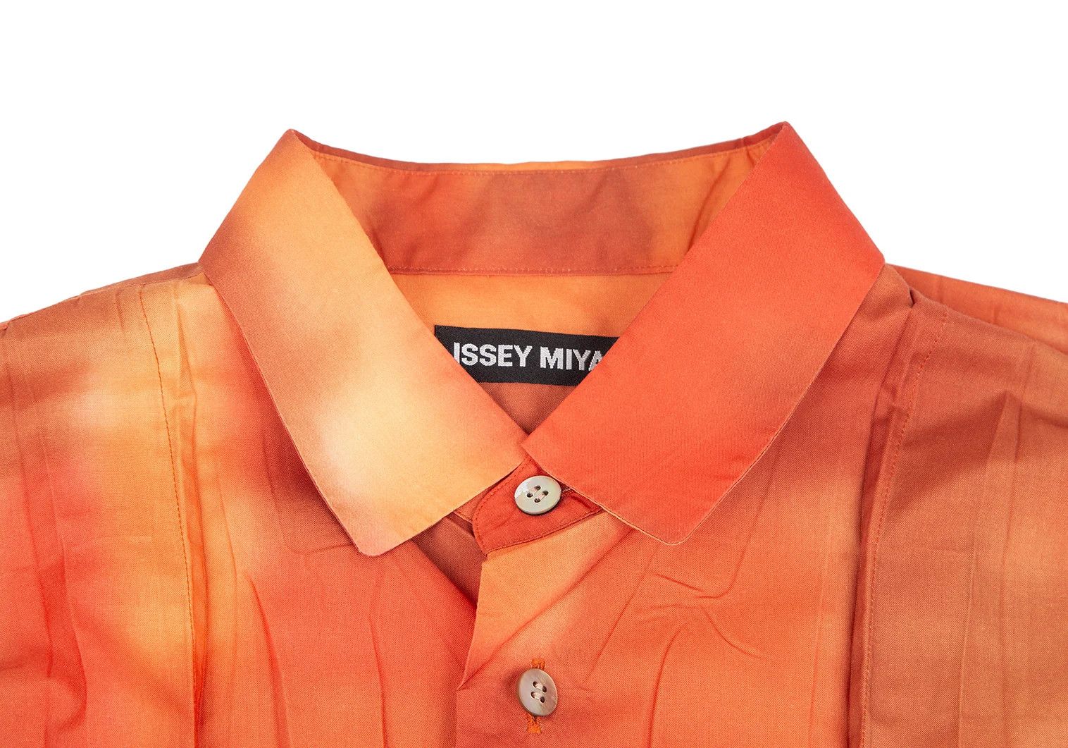 Issey Miyake Tie-Dye Pleated Design Shirt in Orange Size US XL / EU 56 / 4 - 2 Thumbnail