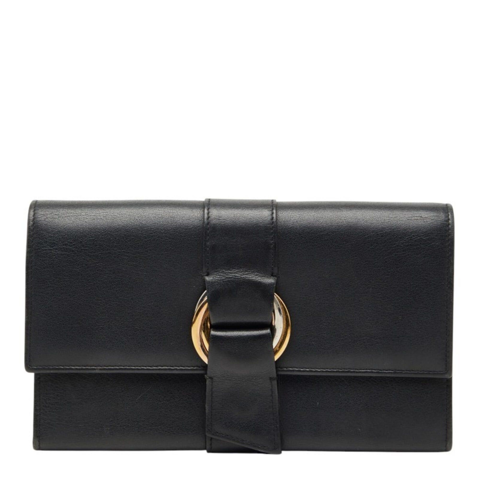Cartier Cartier Trinity Ribbon Tri-fold Long Wallet, Black Leather, Women's, CARTIER Size ONE SIZE - 1 Thumbnail