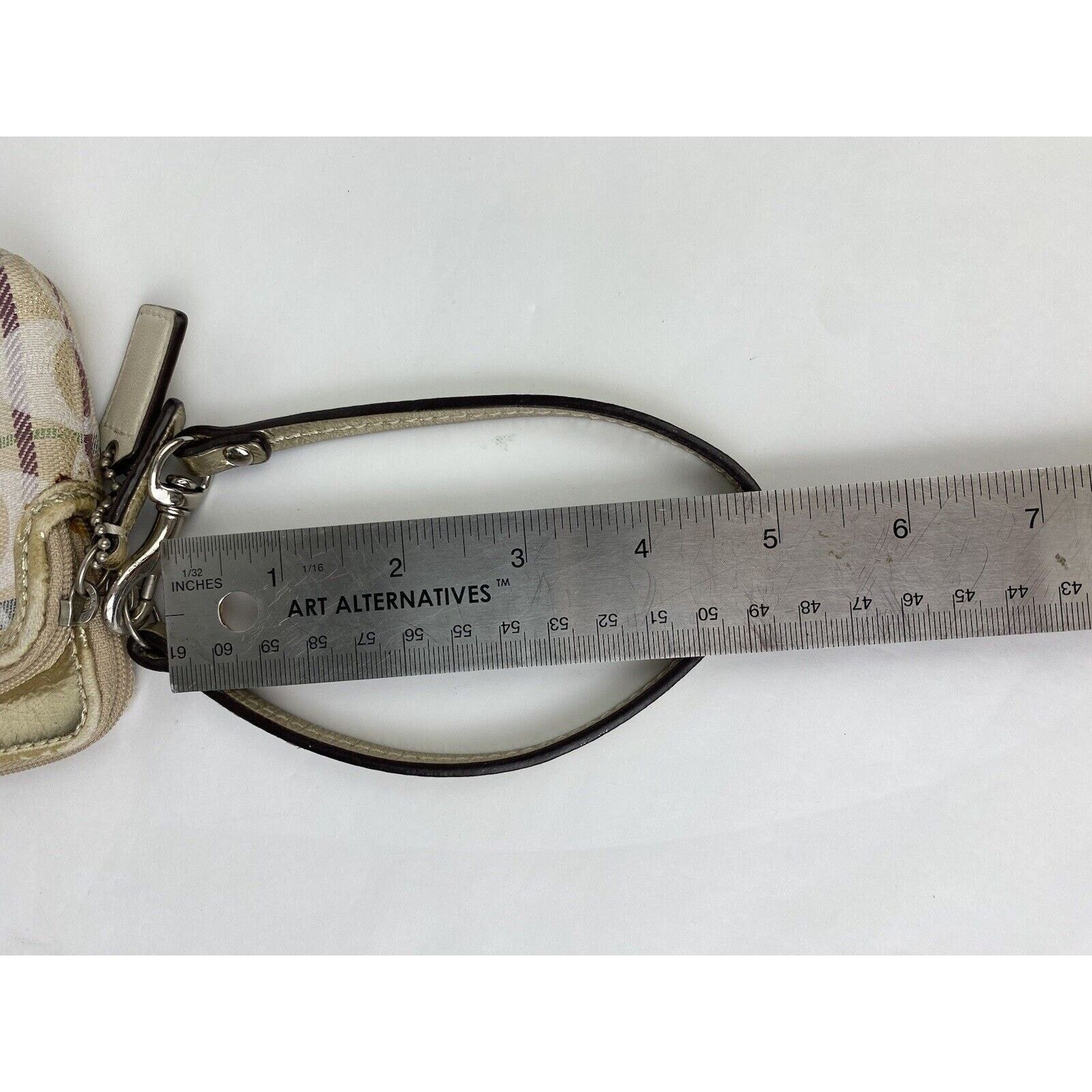 Coach VTG Coach Poppy Tan Tartan Plaid Purse Wristlet Metallic Size ONE SIZE - 17 Thumbnail
