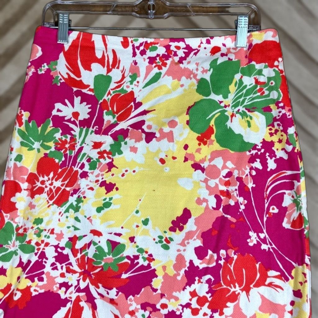 Talbots Talbots Womens Skirt Multicolor Floral Pencil Midi Back Zip Stretch 6 Size 28" / US 6 / IT 42 - 1 Thumbnail