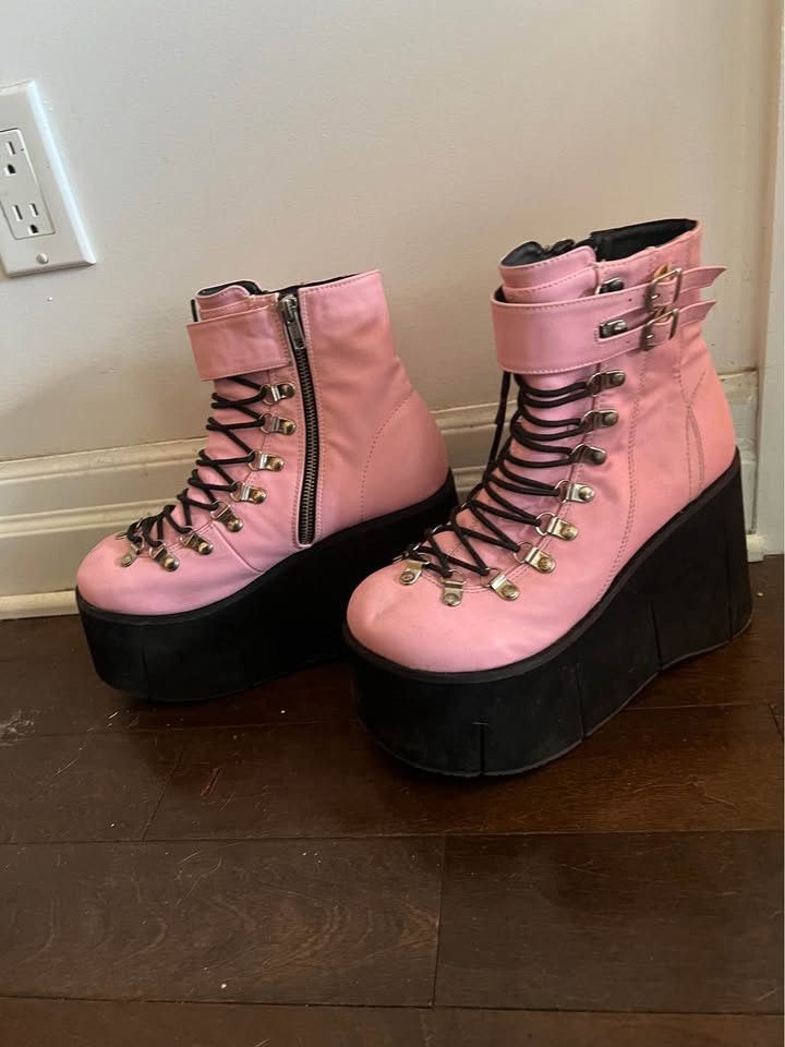 Demonia Cult Pink & Black Demonia Platforms Size US 10 / IT 40 - 3 Thumbnail