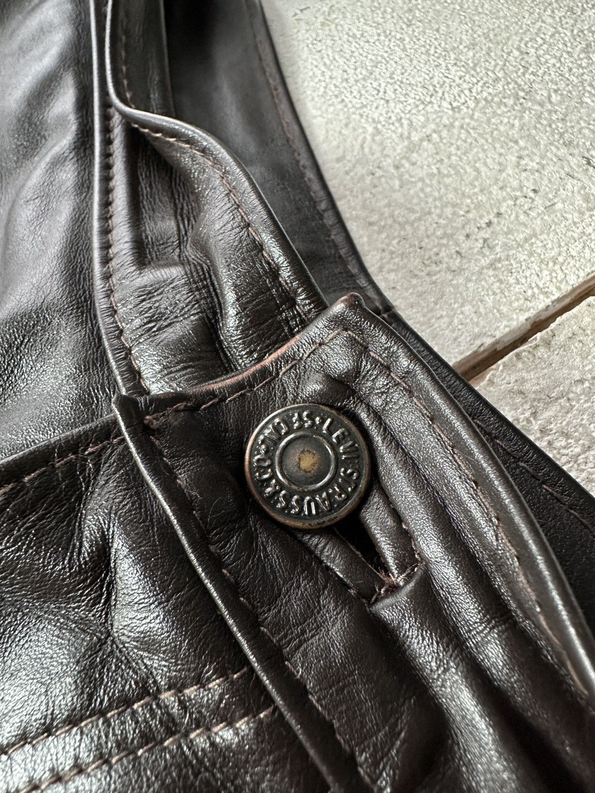 Leather 🚨Vintage leather pants motorcycles BROWN LUXURY Y2K Size 32" / US 10 / IT 46 - 7 Thumbnail