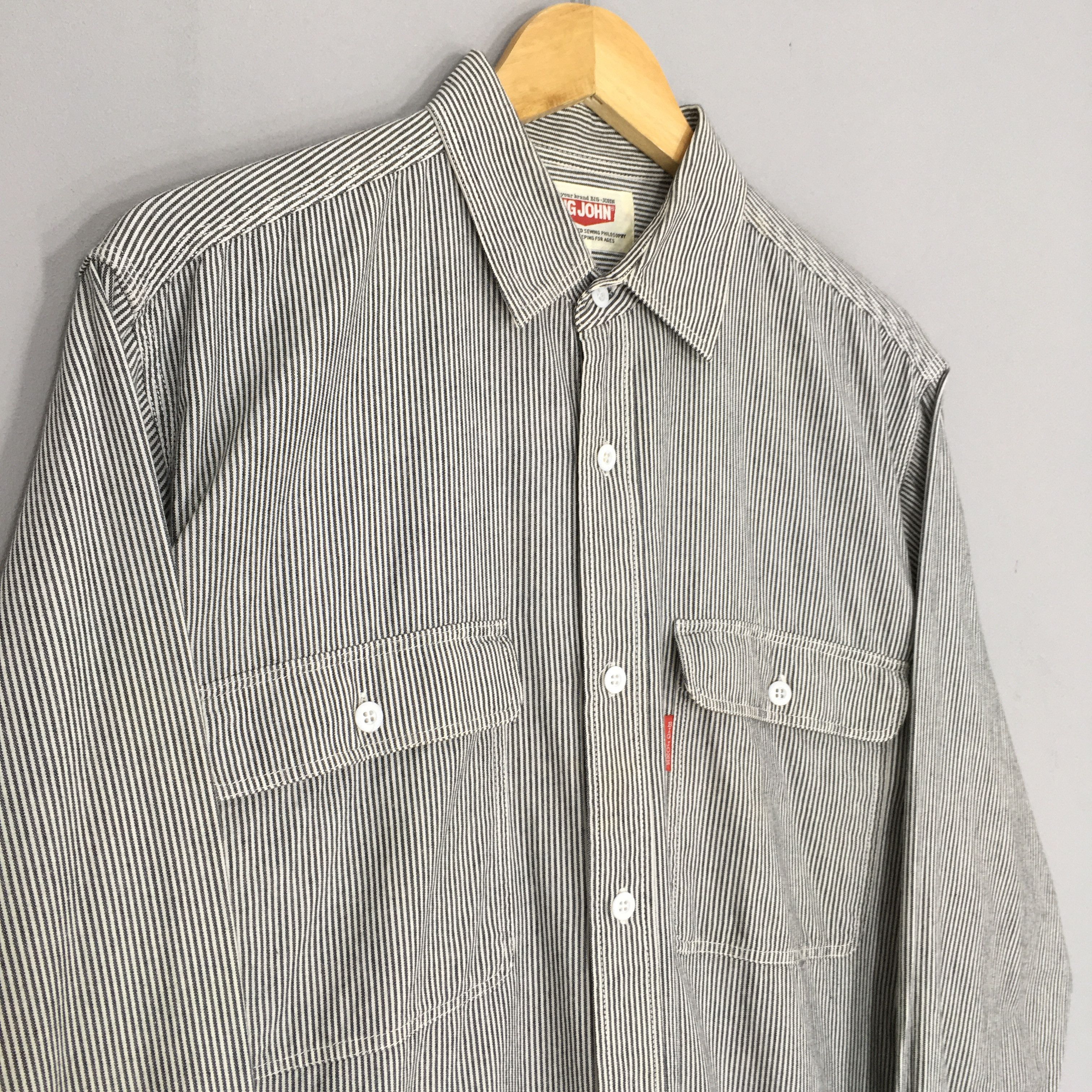 Big John × Mister Freedom Vintage Big John Hickory Work Shirt Medium Size US M / EU 48-50 / 2 - 3 Thumbnail