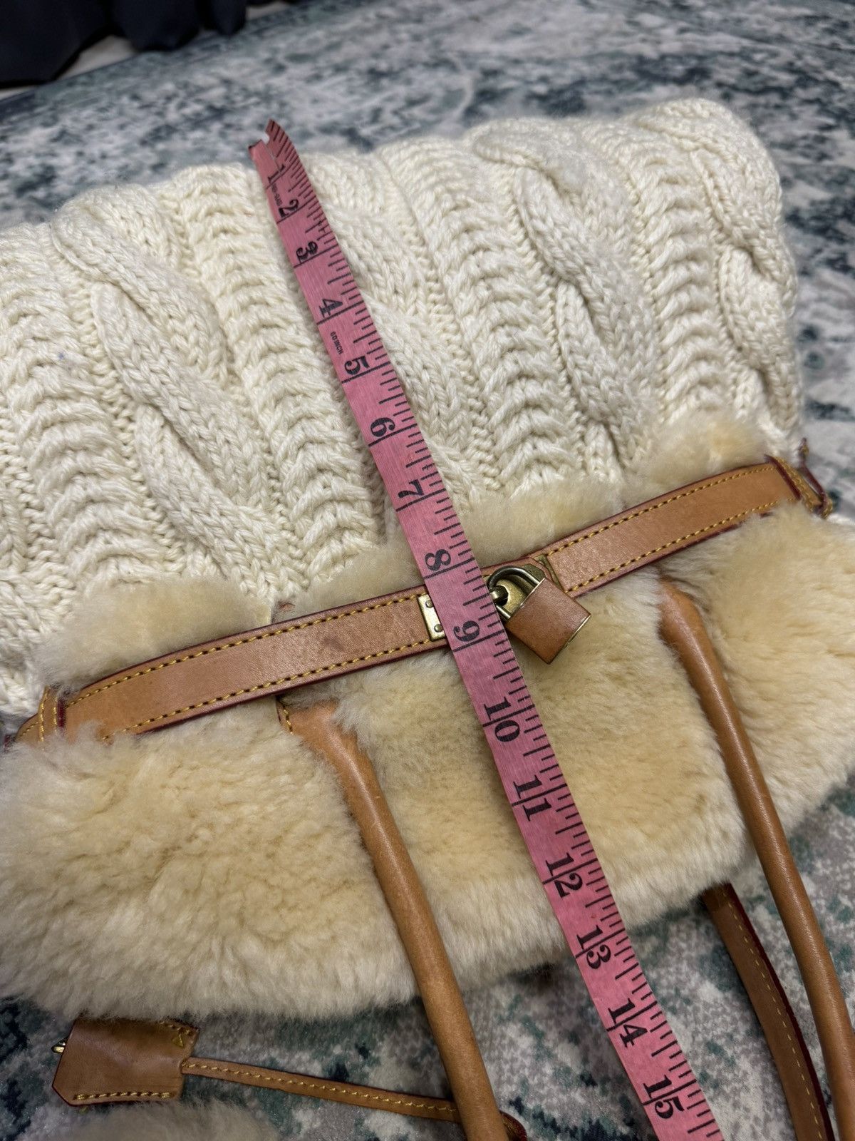 Handmade MONTEROSA CABLEKNIT SHEEPSKIN HANDMADE BIRKIN STYLE HANDBAG Size ONE SIZE - 11 Thumbnail