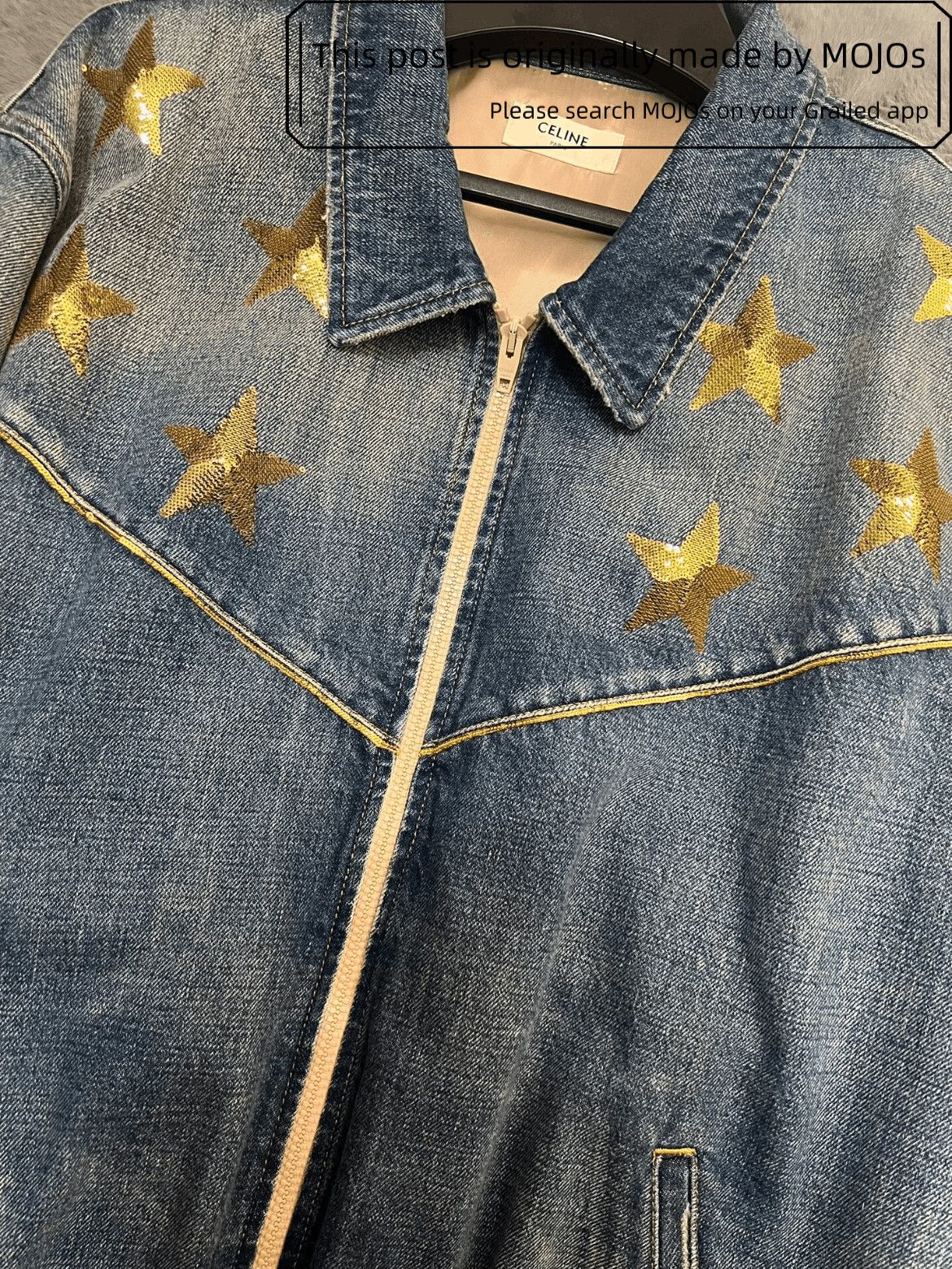 Celine Sz M Celine 22SS Golden Star Zip-up Denim Jacket mojos15947 Size US M / EU 48-50 / 2 - 4 Thumbnail