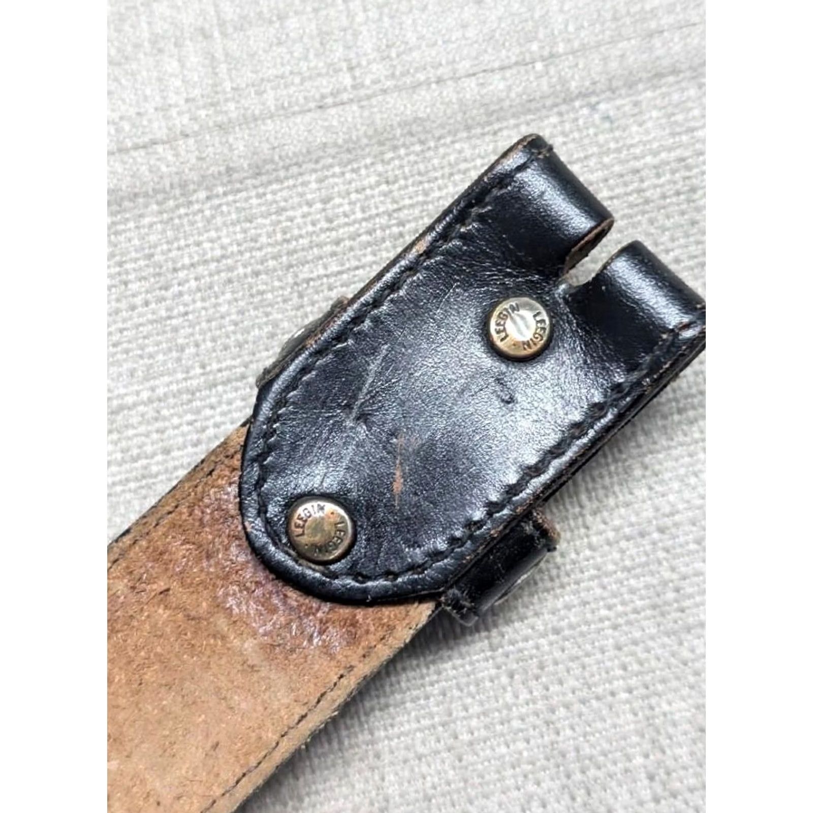 Vintage VINTAGE Leegin belt western belt Mens 34 brown leather buckle eagle tooled Full Grain Leather cowboy western america Harley Size 34 - 7 Thumbnail