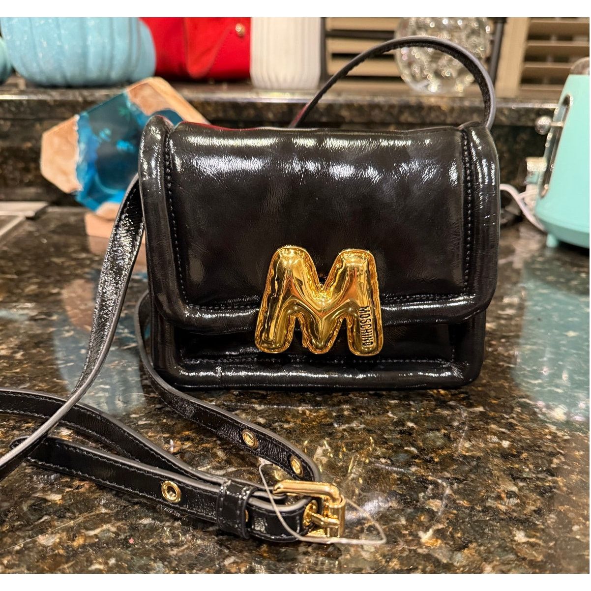 Moschino Moschino Milano M Logo Patent Leather Crossbody Bag Black .. Size ONE SIZE - 3 Thumbnail