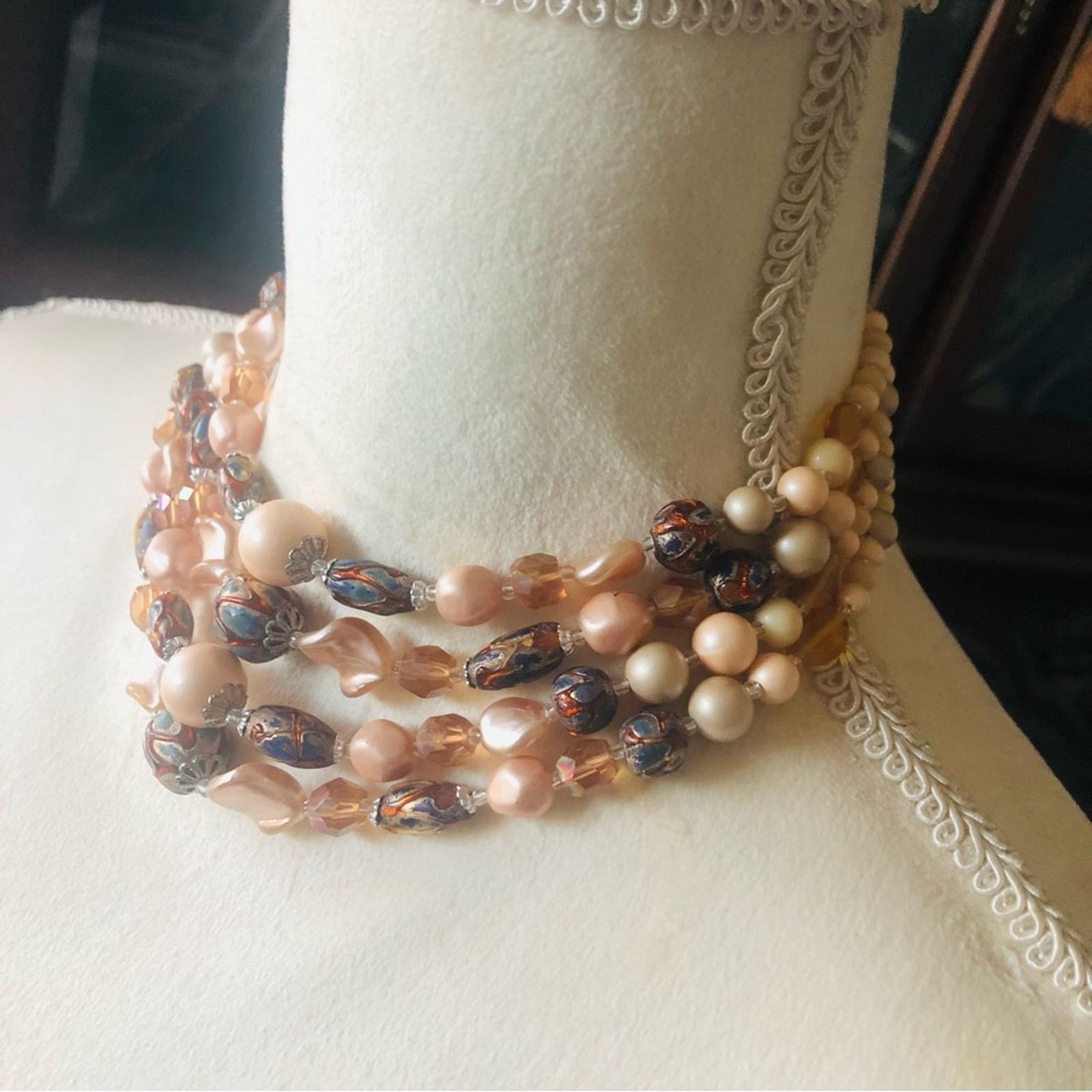 Vintage Vintage quad strand lava mixed bead choker necklace Size ONE SIZE - 3 Thumbnail