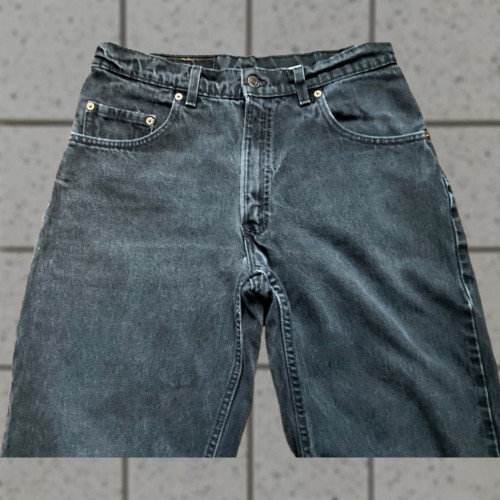 Levi's VTG Levis 560 Jeans Mens 33x32 Faded Black Distressed Denim USA Made Tapered 5-Pocket Pull Zip Size US 33 - 1 Thumbnail