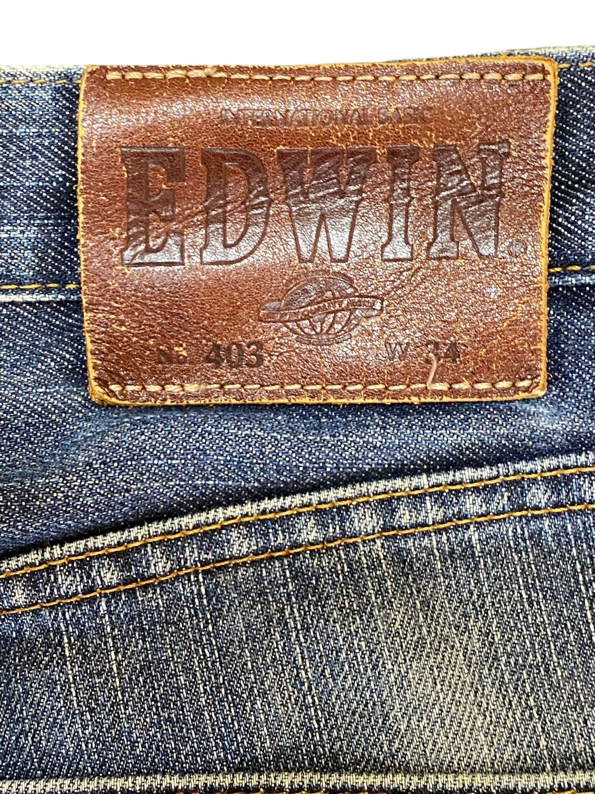 Edwin Vintage Japanese Edwin 403 Blue Wash Distressed Loose Jeans Size US 34 / EU 50 - 12 Thumbnail