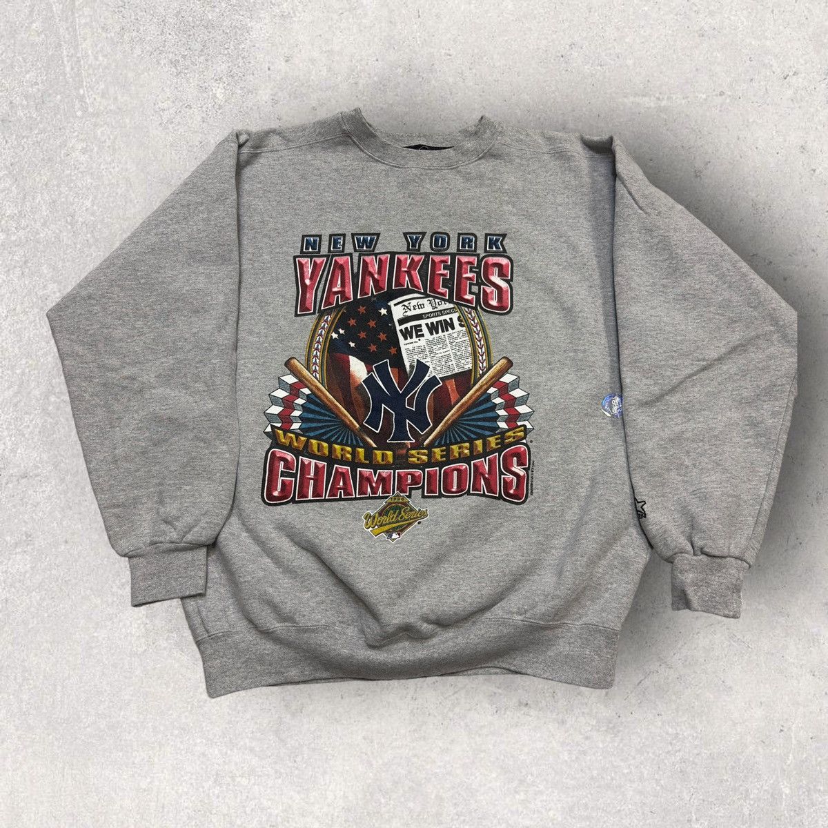 image of New York Yankees x Starter Vintage 1996 World Series Champions Sweatshirt in Grey, Men's (Size XL)