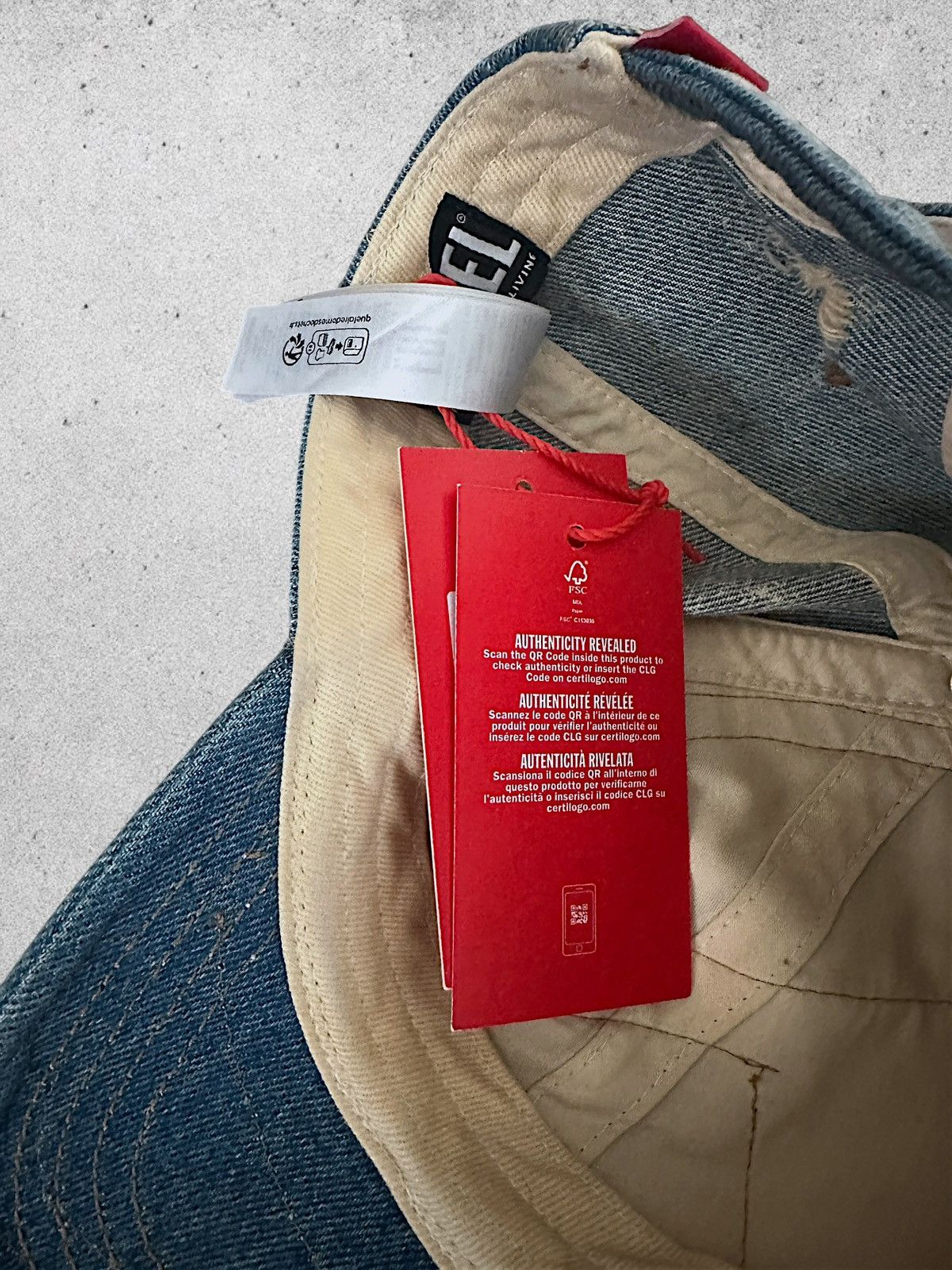 Diesel Diesel C-Obi Distressed Denim Hat Size ONE SIZE - 9 Thumbnail