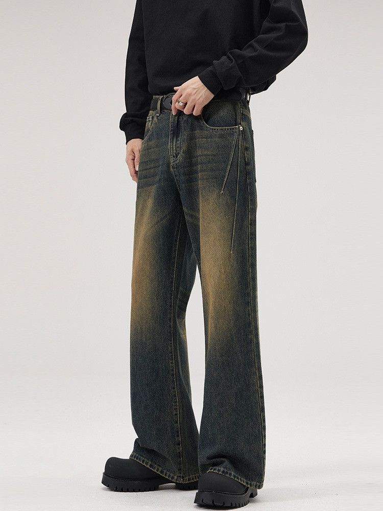 Japanese Brand Men's vintage washed loose straight leg distressed jeans Size US 32 / EU 48 - 2 Thumbnail