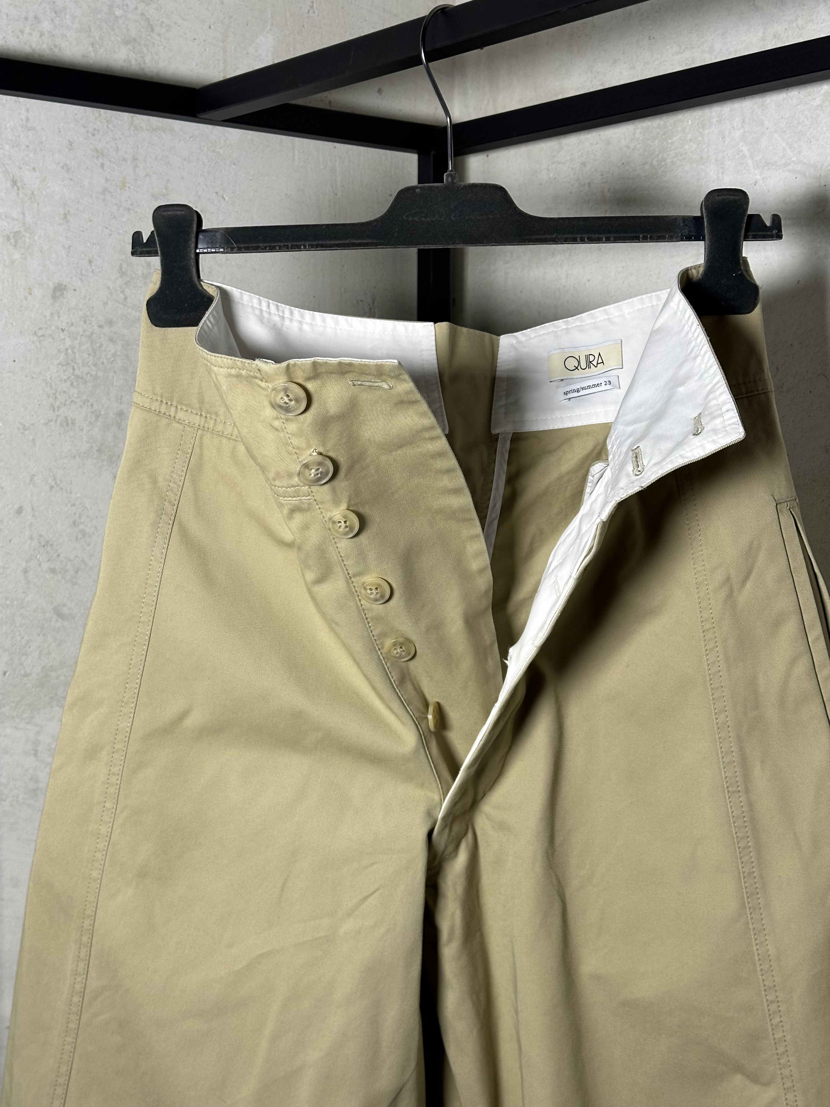 Japanese Brand QUIRA High-Waisted Wide-Leg Trousers Size 27" / US 4 / IT 40 - 9 Thumbnail