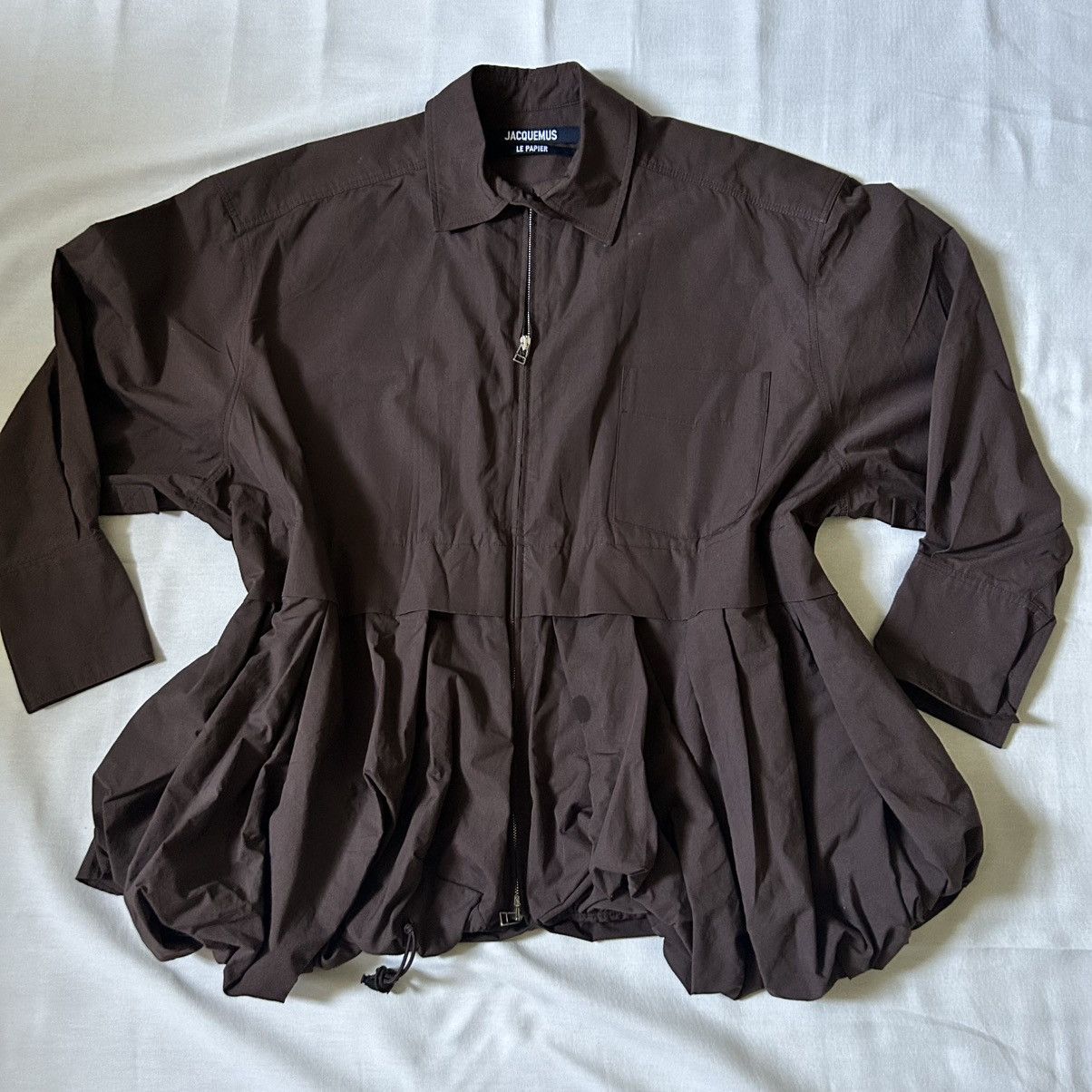 Jacquemus Jacquemus Le Papier Brown Bubble Hem Zip Jacket Size 40 Size M / US 6-8 / IT 42-44 - 1 Thumbnail