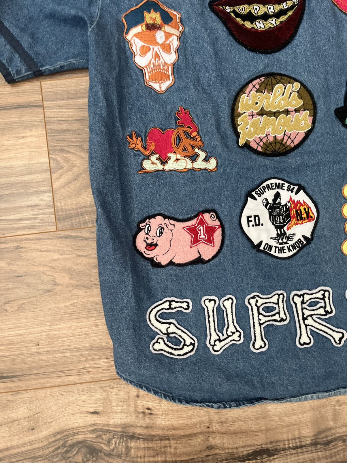 Supreme Supreme Patches Denim Baseball Jersey Size US L / EU 52-54 / 3 - 8 Thumbnail