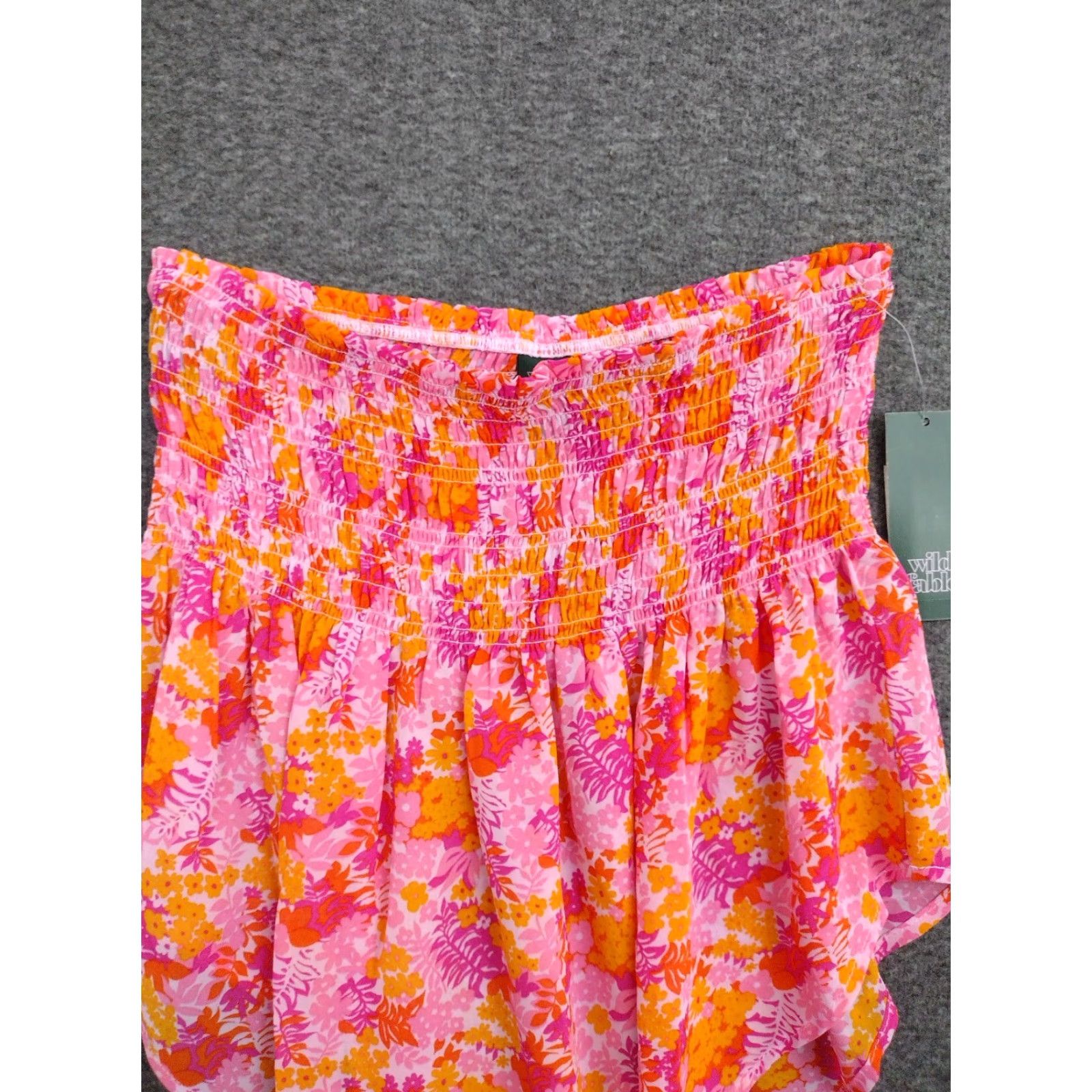Vintage Wild Fable Strapless Top Printed Pink Floral Elastic Band Size S Size S / US 4 / IT 40 - 3 Thumbnail