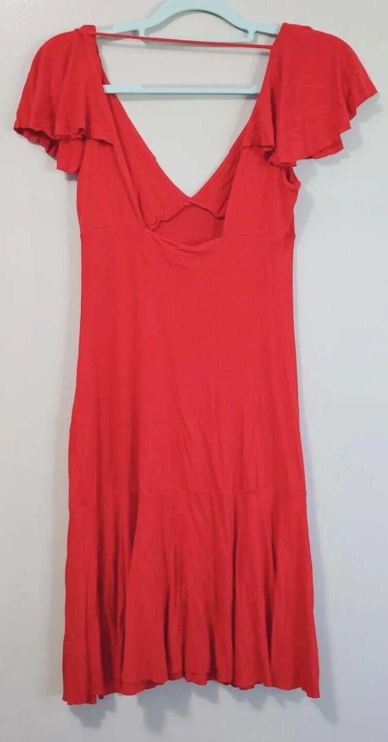 Armani Exchange Armani Exchange Dress Medium Low Back Red V Neck Cap Flutter Size M / US 6-8 / IT 42-44 - 3 Thumbnail