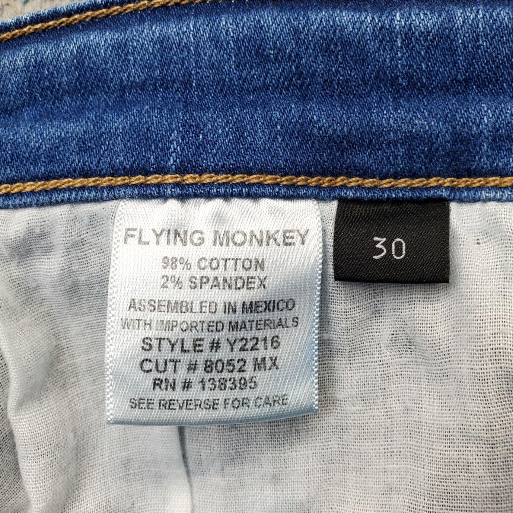 Vintage Flying Monkey Denim Skirt Womens 30 Two Tone Blue Stretch Mini Shorts? Size 30" / US 8 / IT 44 - 5 Thumbnail