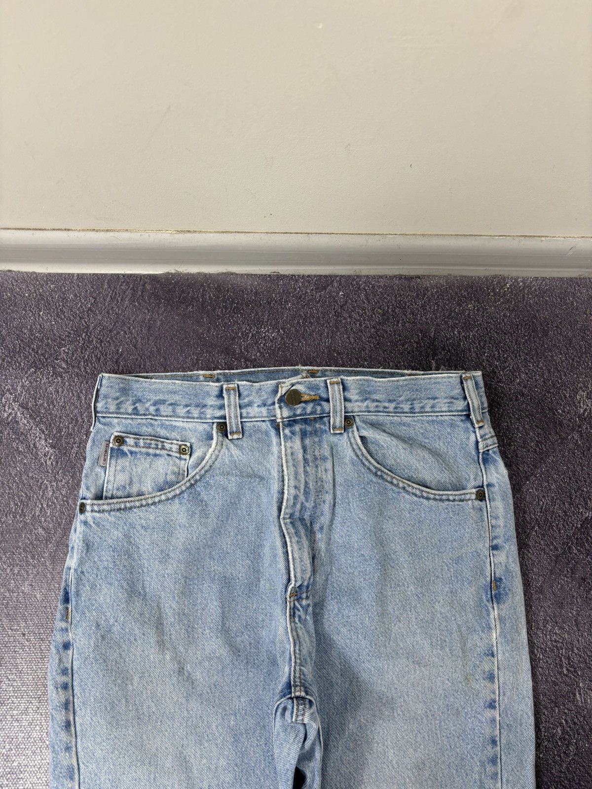 Carhartt Vintage Carhartt Y2K Light Blue Work Hype Heavy Denim Jeans Size US 32 / EU 48 - 14 Thumbnail