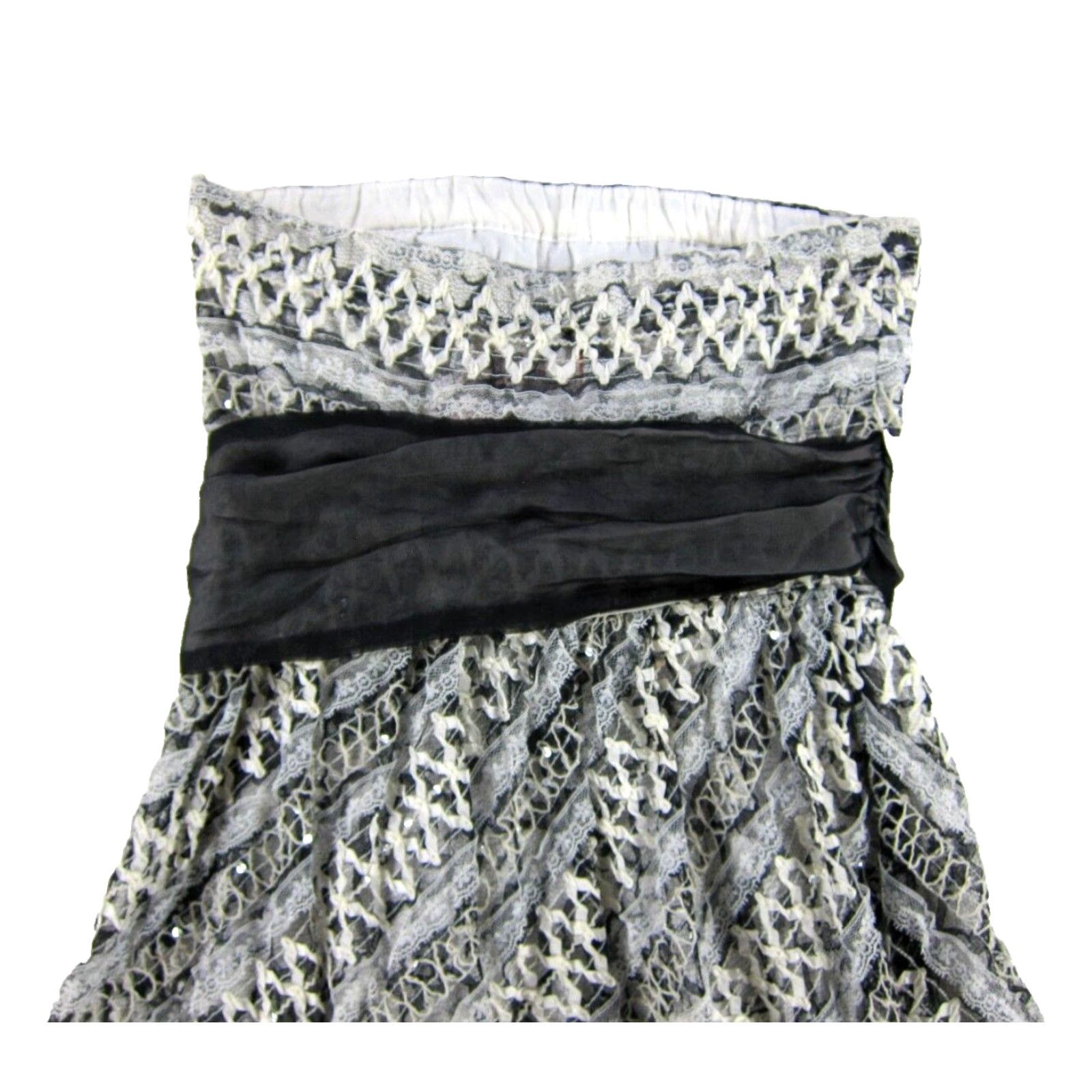 Vintage NWT Cynthia Steffe Black Ivory Lace Strapless Sheath Party Formal Prom Dress 6 Size M / US 6-8 / IT 42-44 - 6 Thumbnail