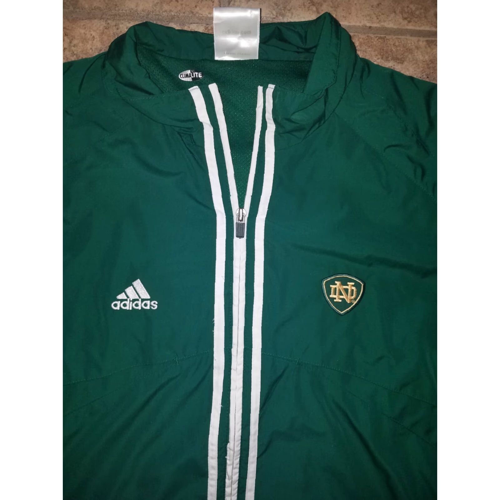 Vintage Addias Norte Dame Green/White Full Zip Jacket Mens XL Size US XL / EU 56 / 4 - 2 Thumbnail